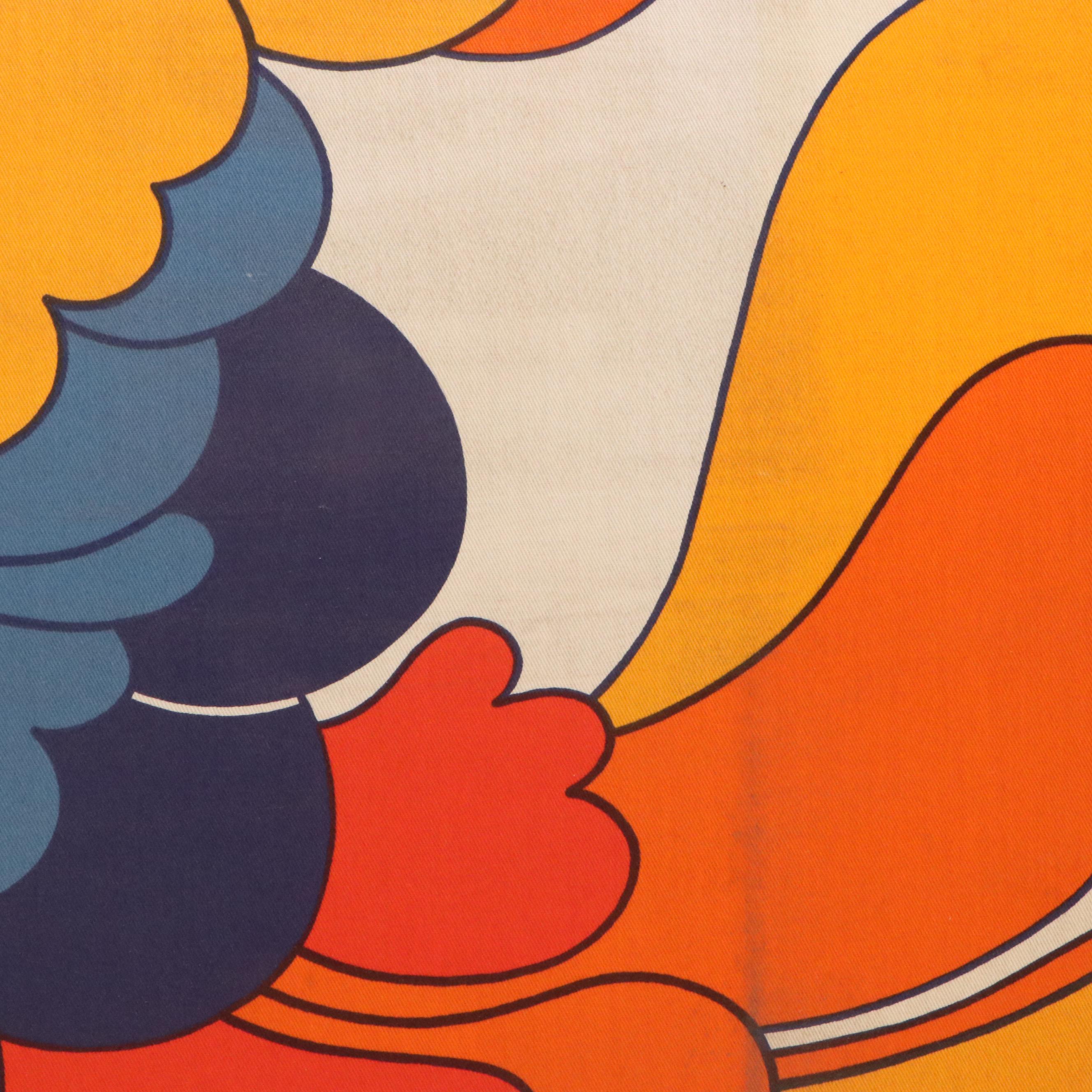 Stretched Textile Panel with Floral Motif, Circa Late 20th Century