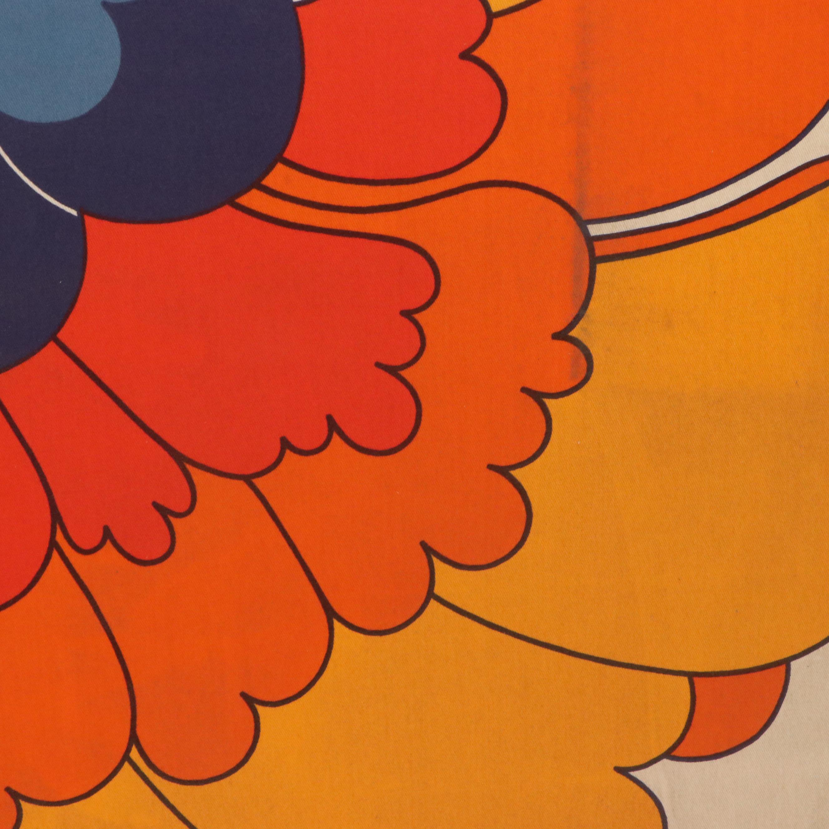 Stretched Textile Panel with Floral Motif, Circa Late 20th Century