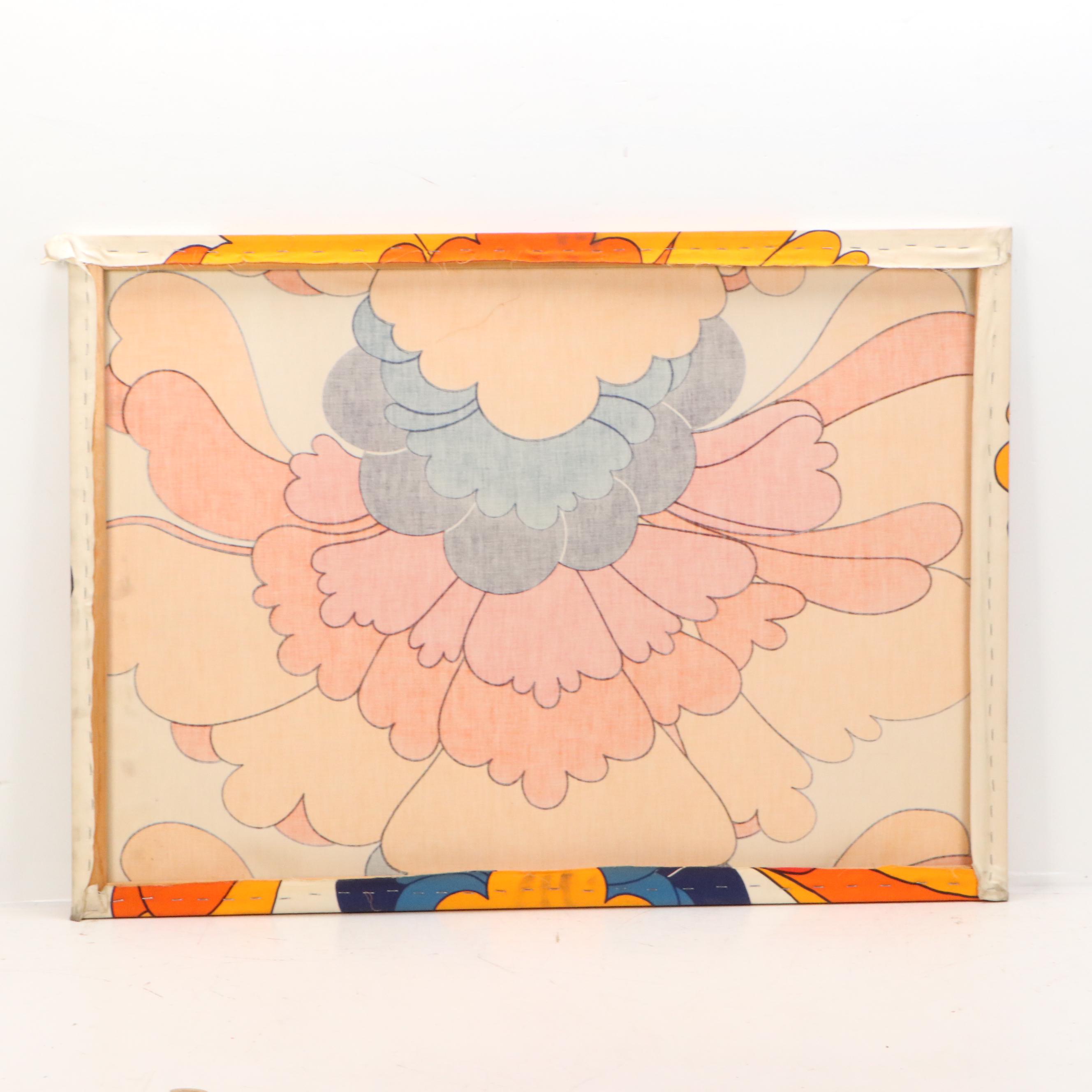Stretched Textile Panel with Floral Motif, Circa Late 20th Century