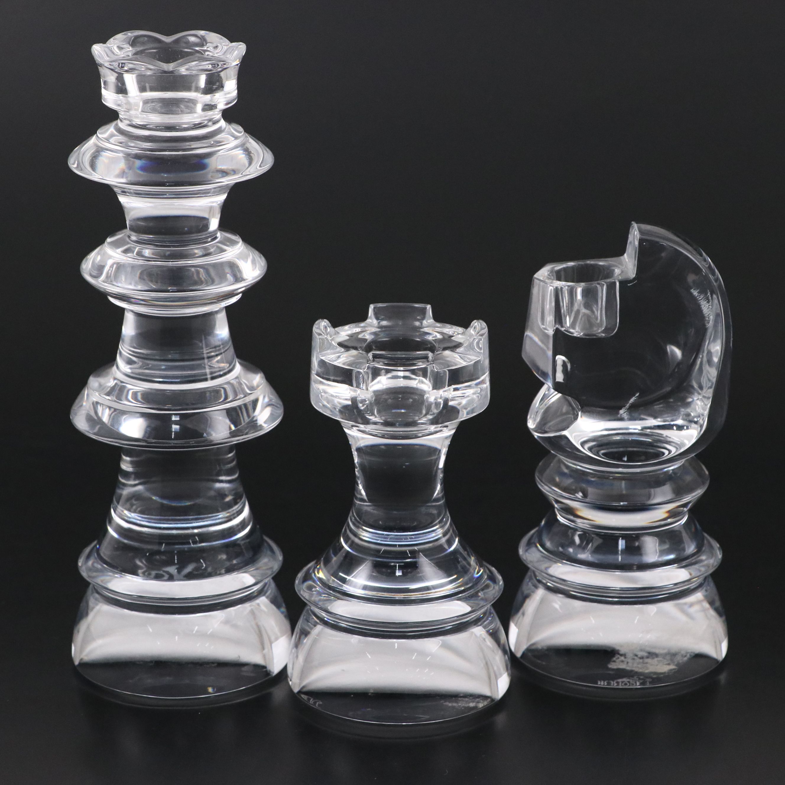 Rogaška Crystal Chess Piece Candlesticks