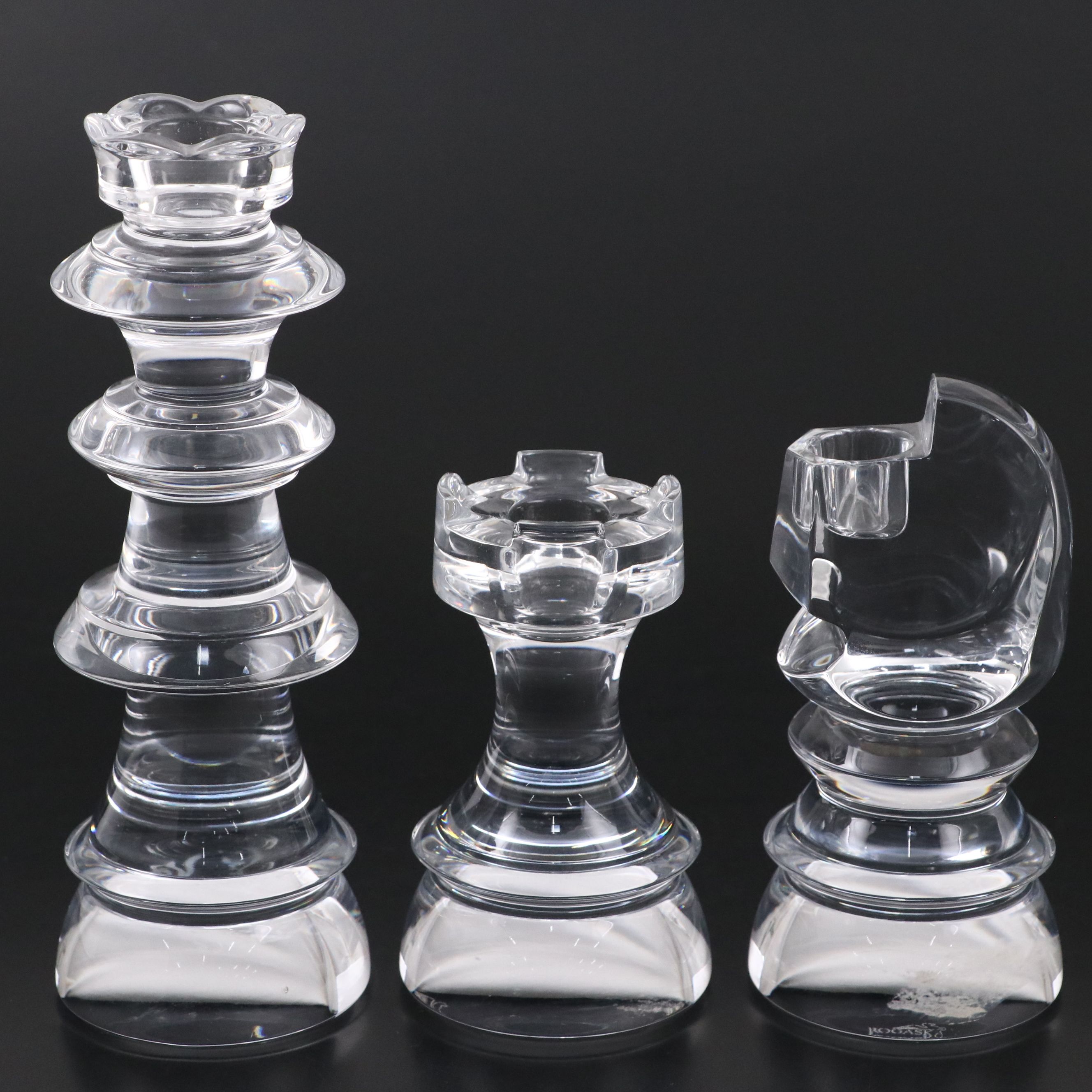 Rogaška Crystal Chess Piece Candlesticks