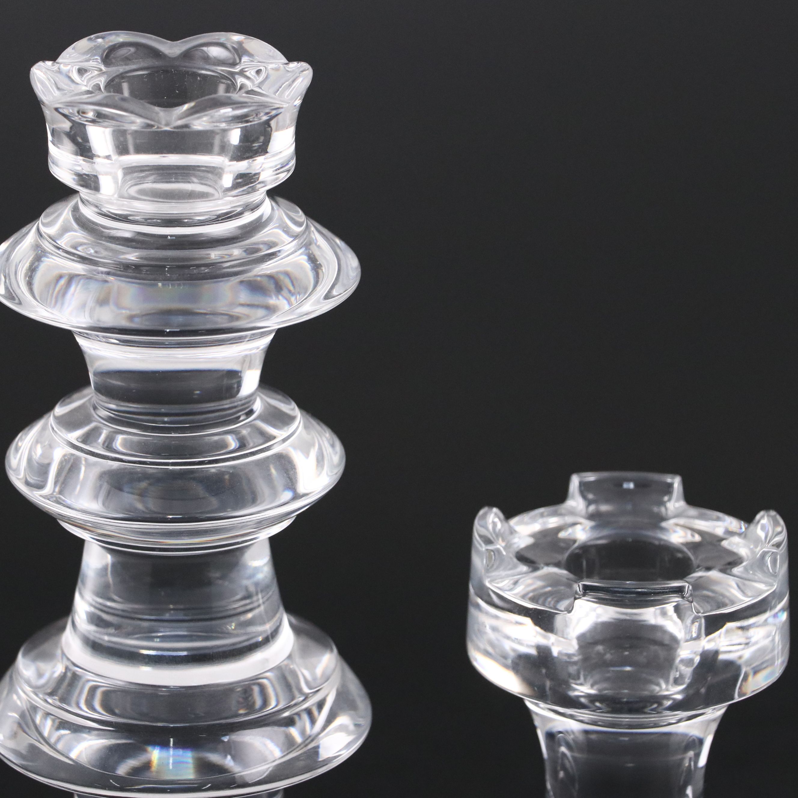 Rogaška Crystal Chess Piece Candlesticks