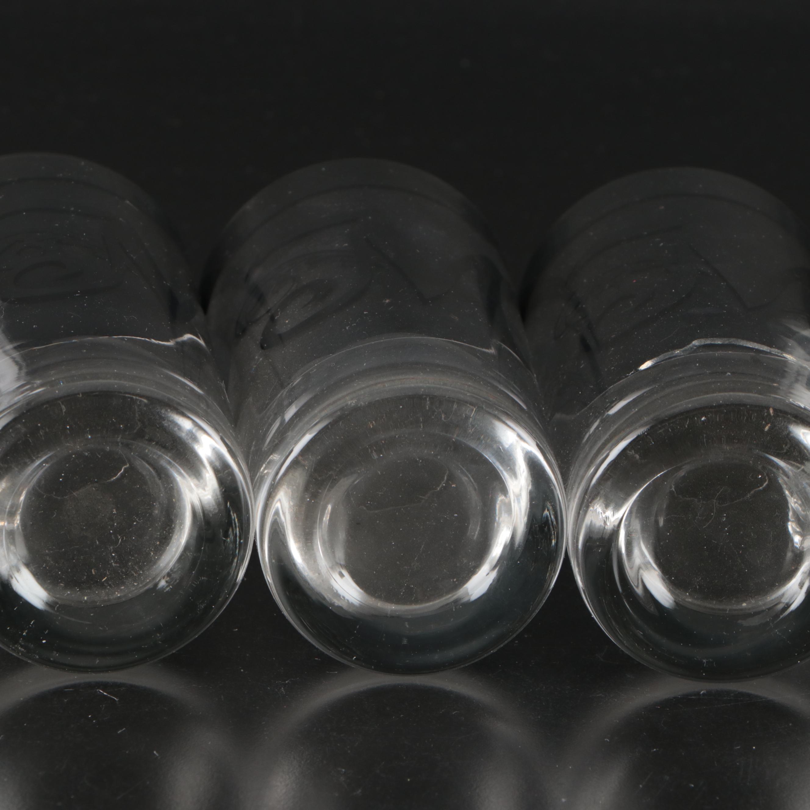 Dorothy Thorpe Style Silver Band Bowl and Monogram Tumblers, Mid-20th Century