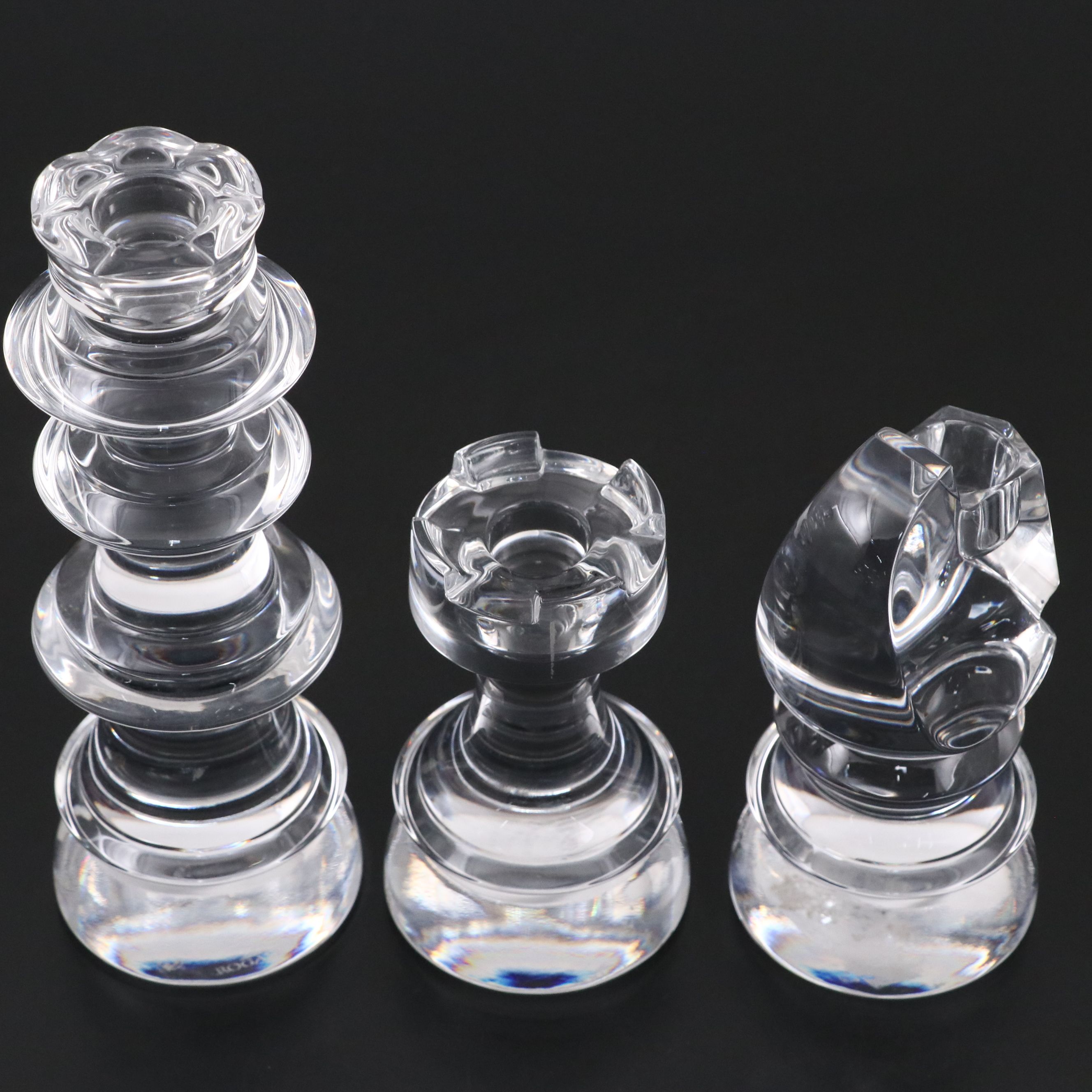 Rogaška Crystal Chess Piece Candlesticks