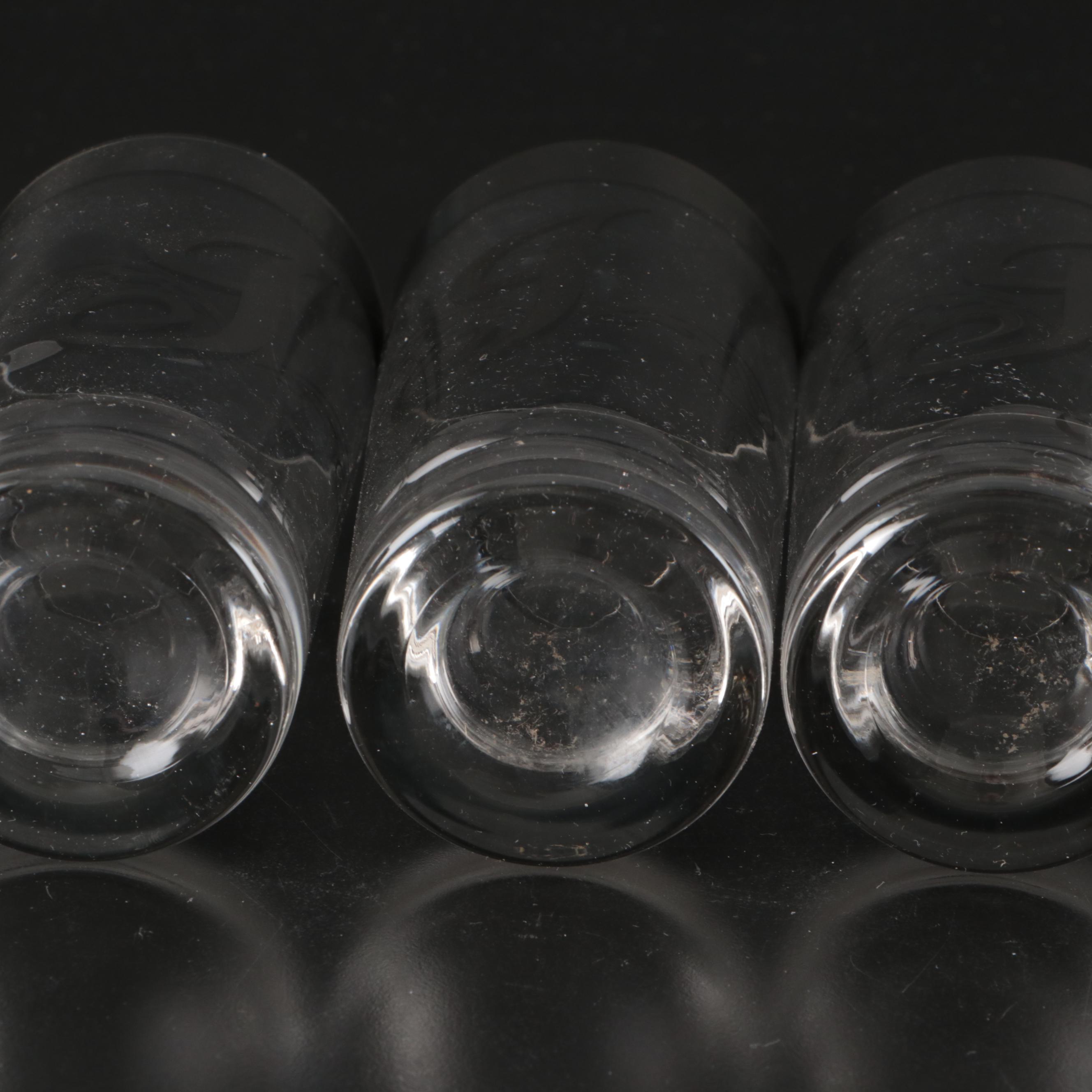 Dorothy Thorpe Style Silver Band Bowl and Monogram Tumblers, Mid-20th Century