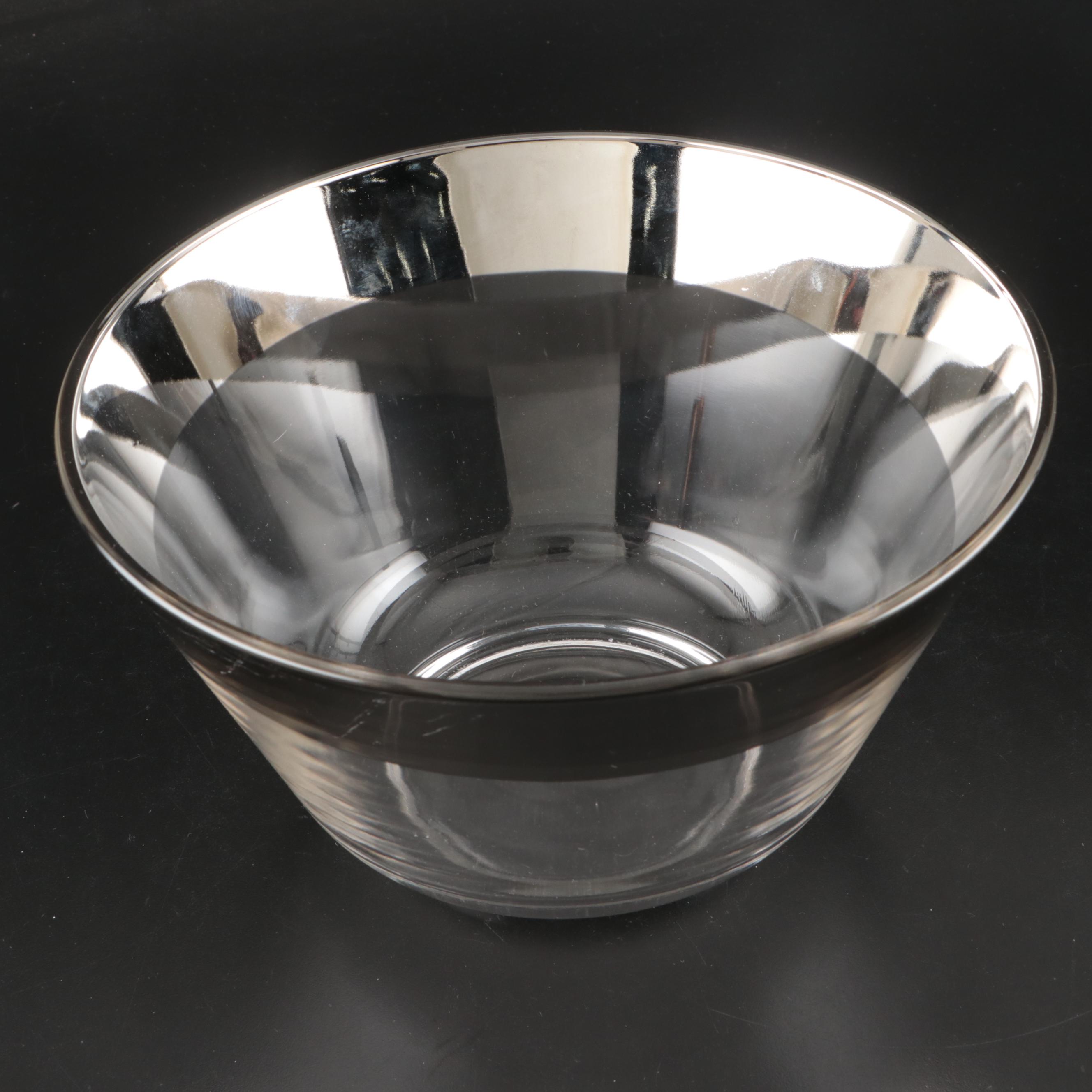 Dorothy Thorpe Style Silver Band Bowl and Monogram Tumblers, Mid-20th Century