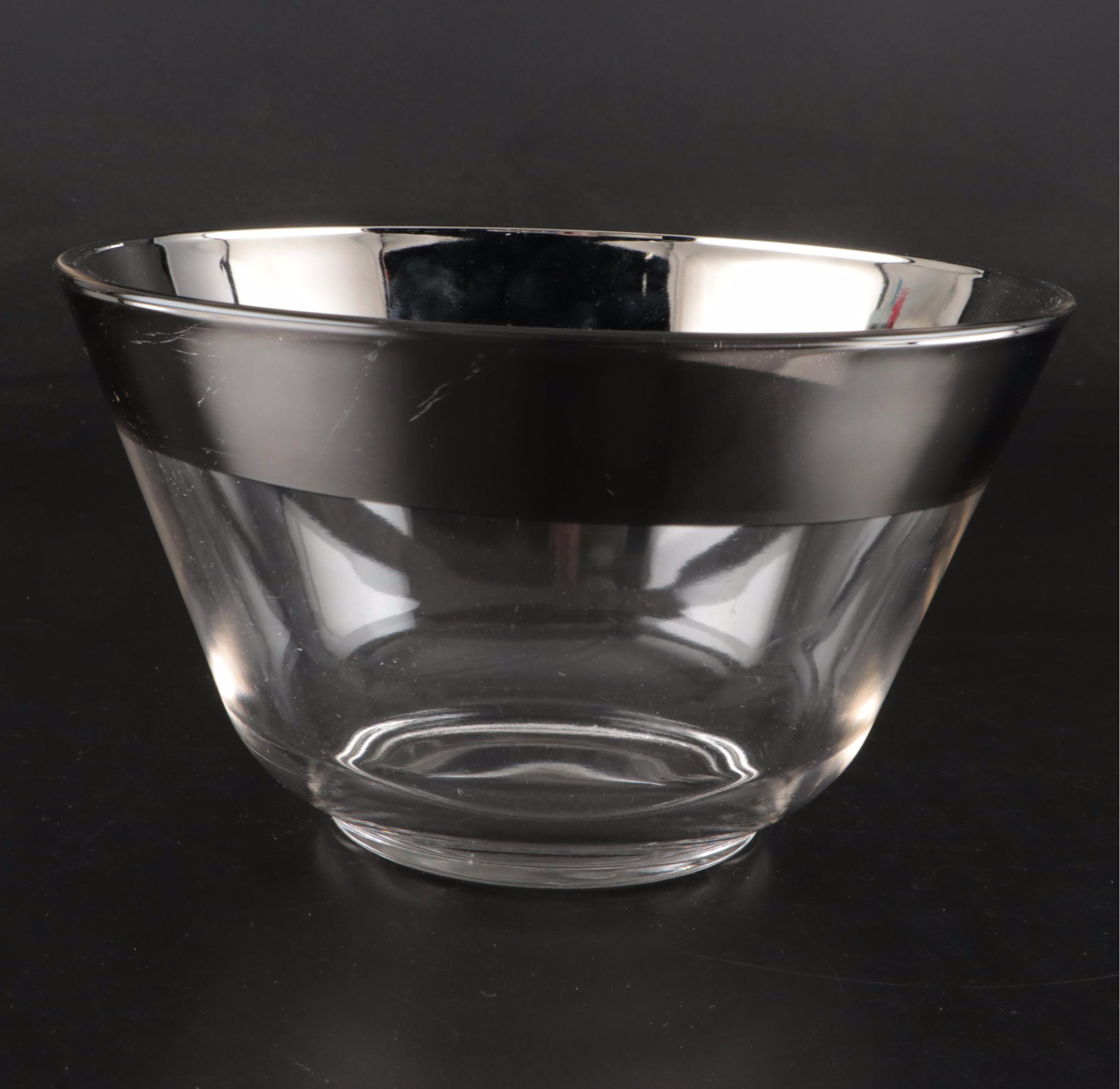 Dorothy Thorpe Style Silver Band Bowl and Monogram Tumblers, Mid-20th Century