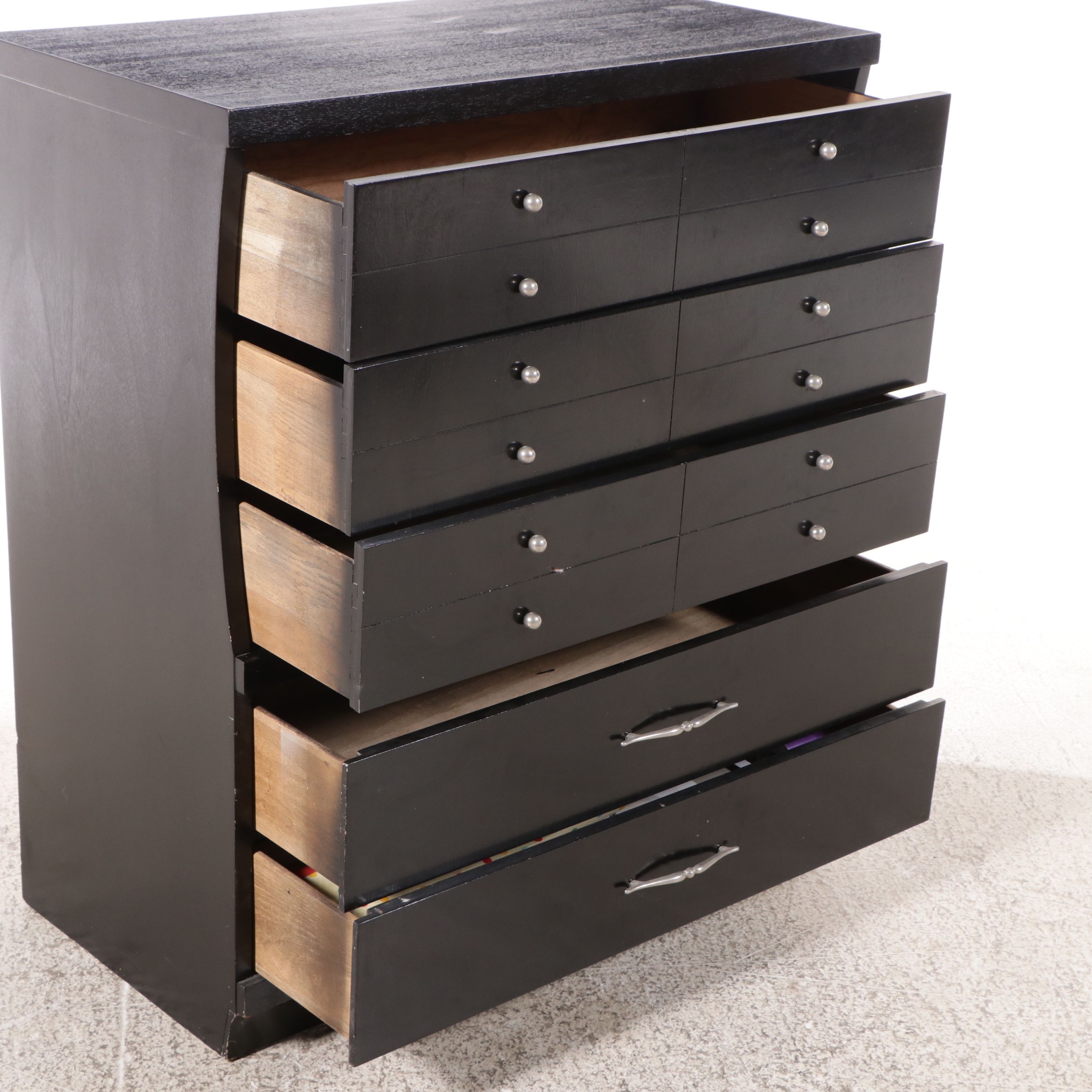 Mid Century Modern Black Lacquered Chest of Drawers
