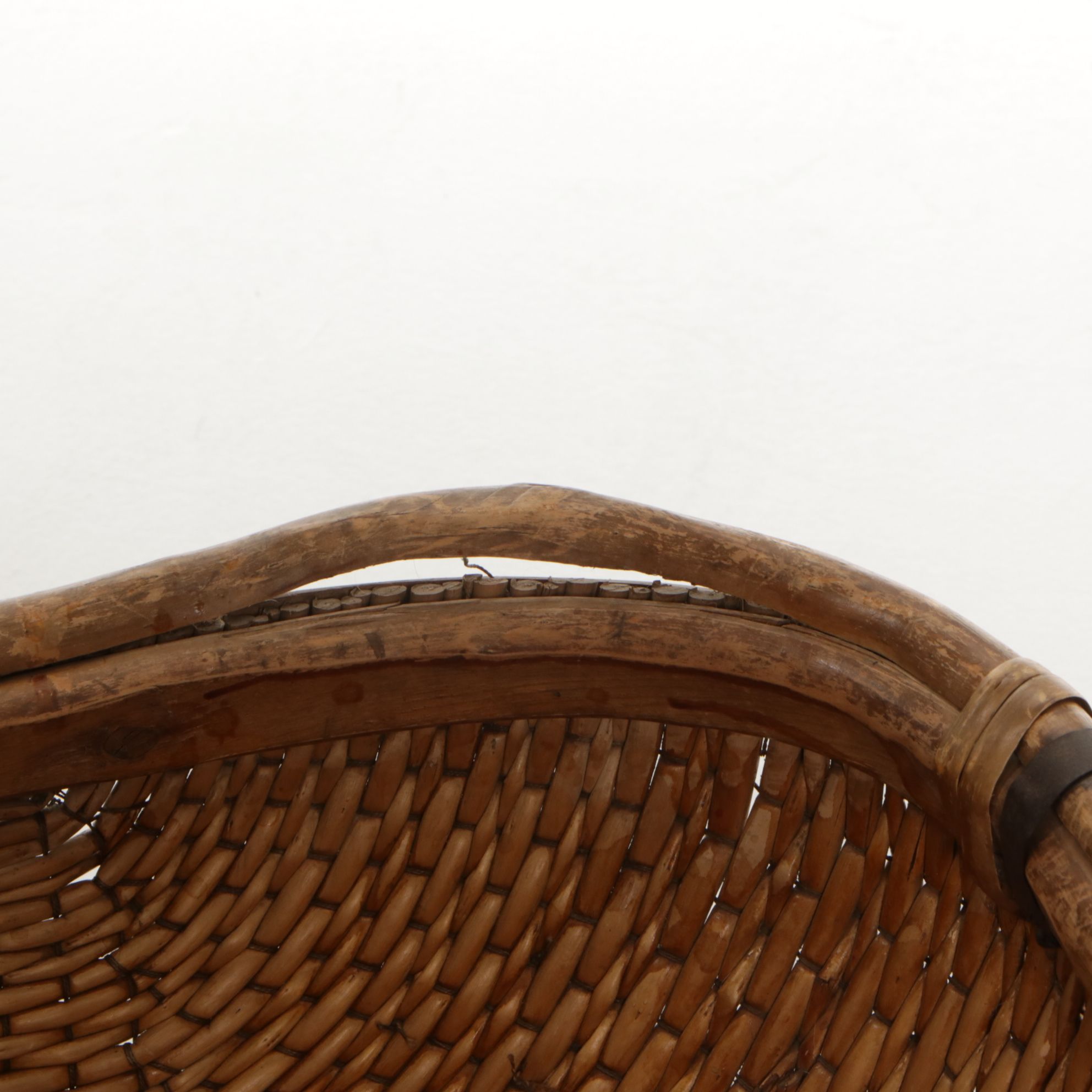 Chinese Handwoven Reed Winnowing Basket, 20th Century