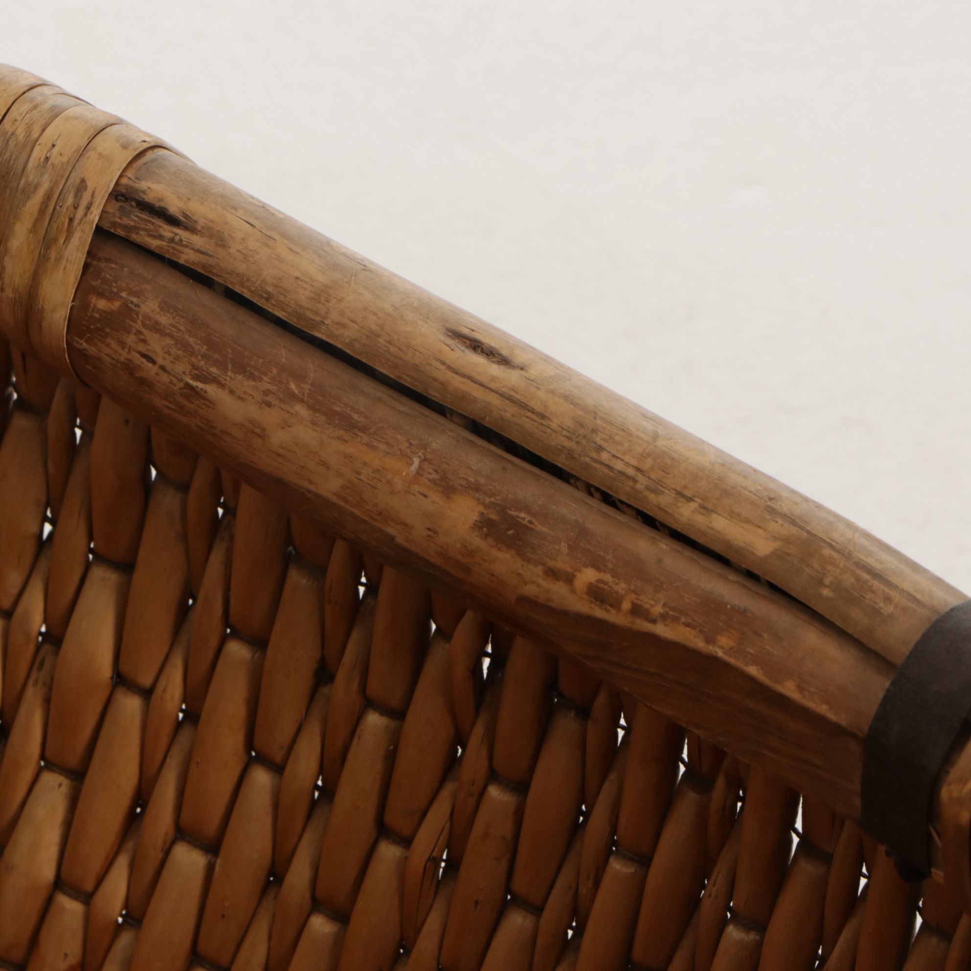 Chinese Handwoven Reed Winnowing Basket, 20th Century