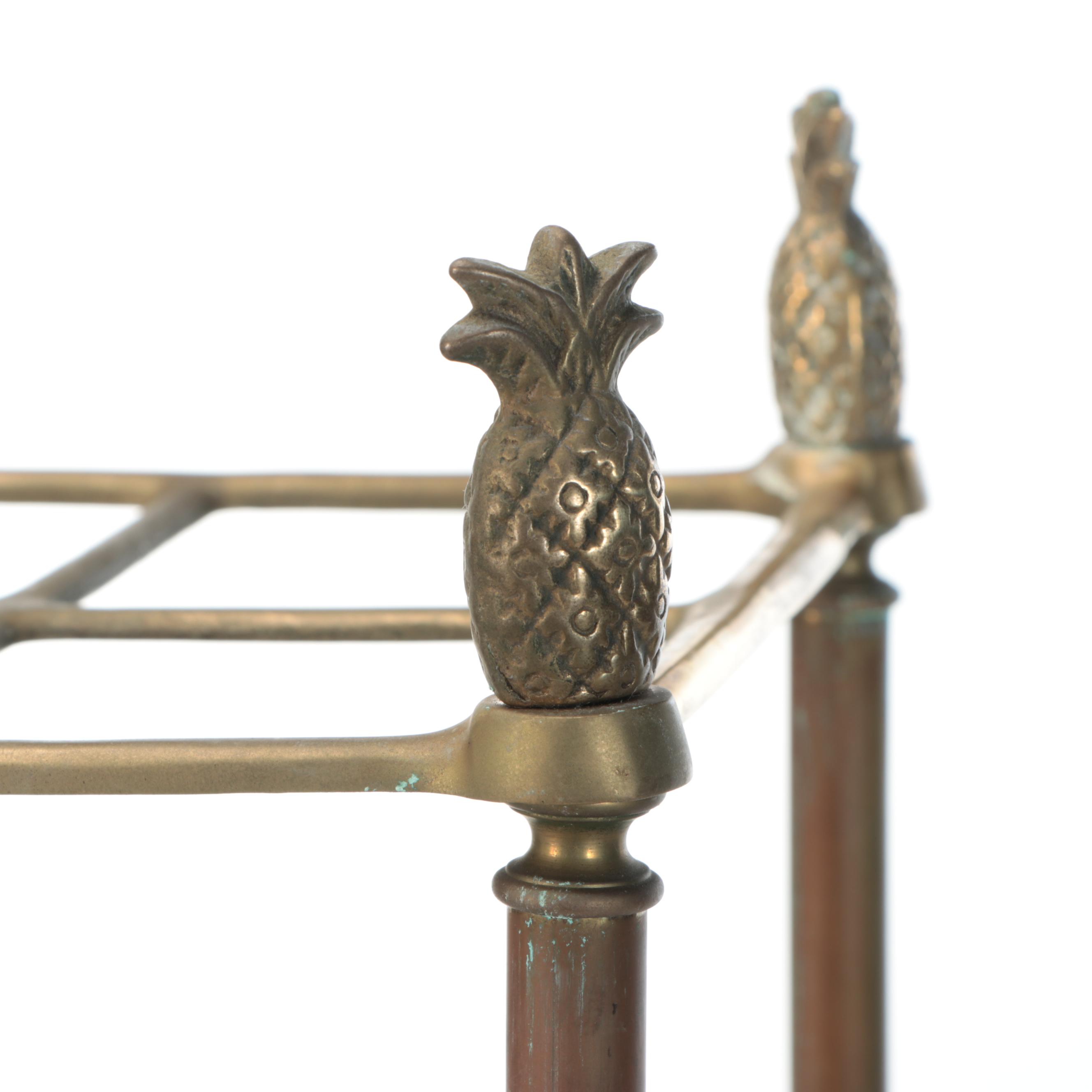 Pineapple "Welcome" Brass Veneer Umbrella Stand