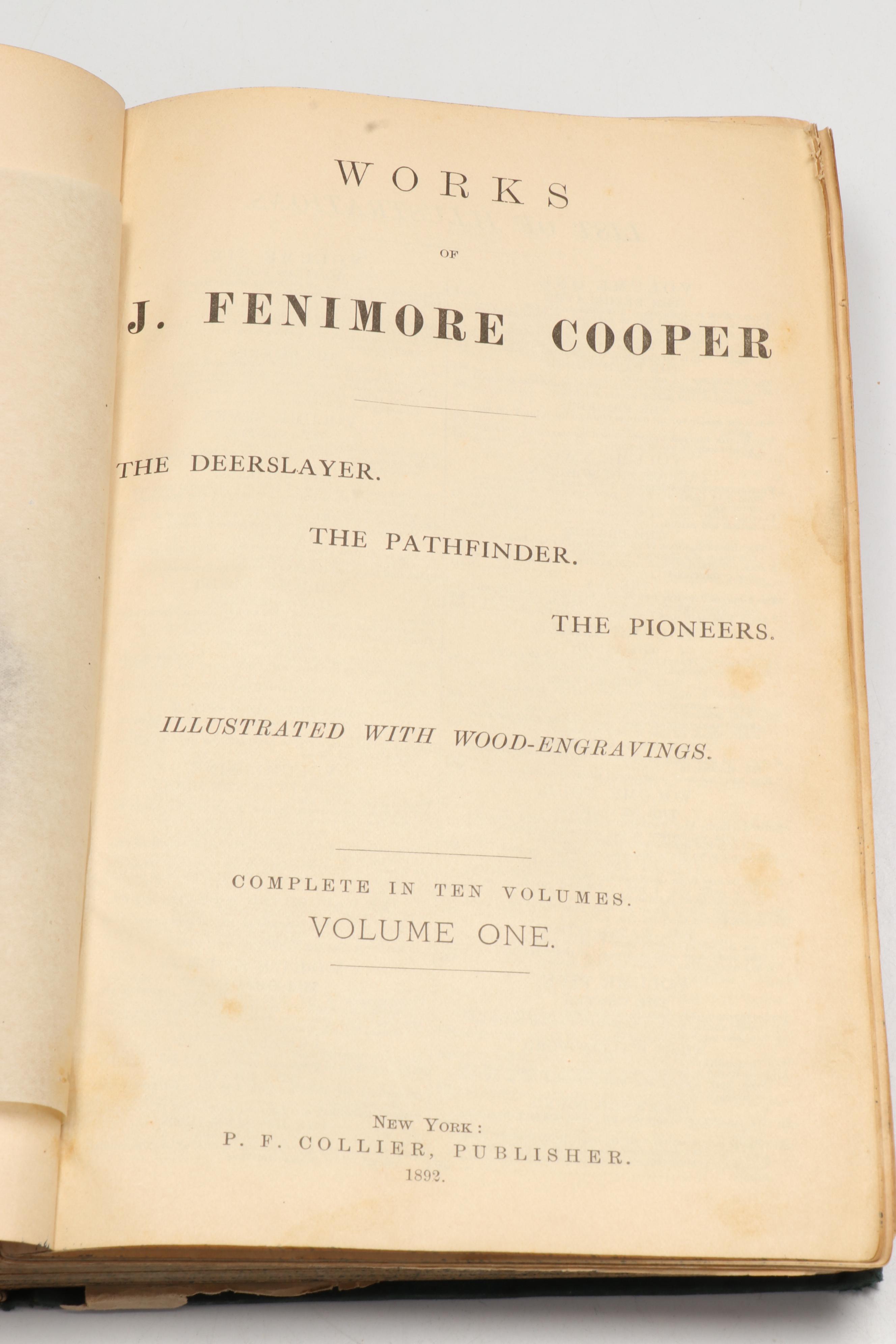 Illustrated "Works of James Fenimore Cooper" Complete Ten-Volume Set, 1892