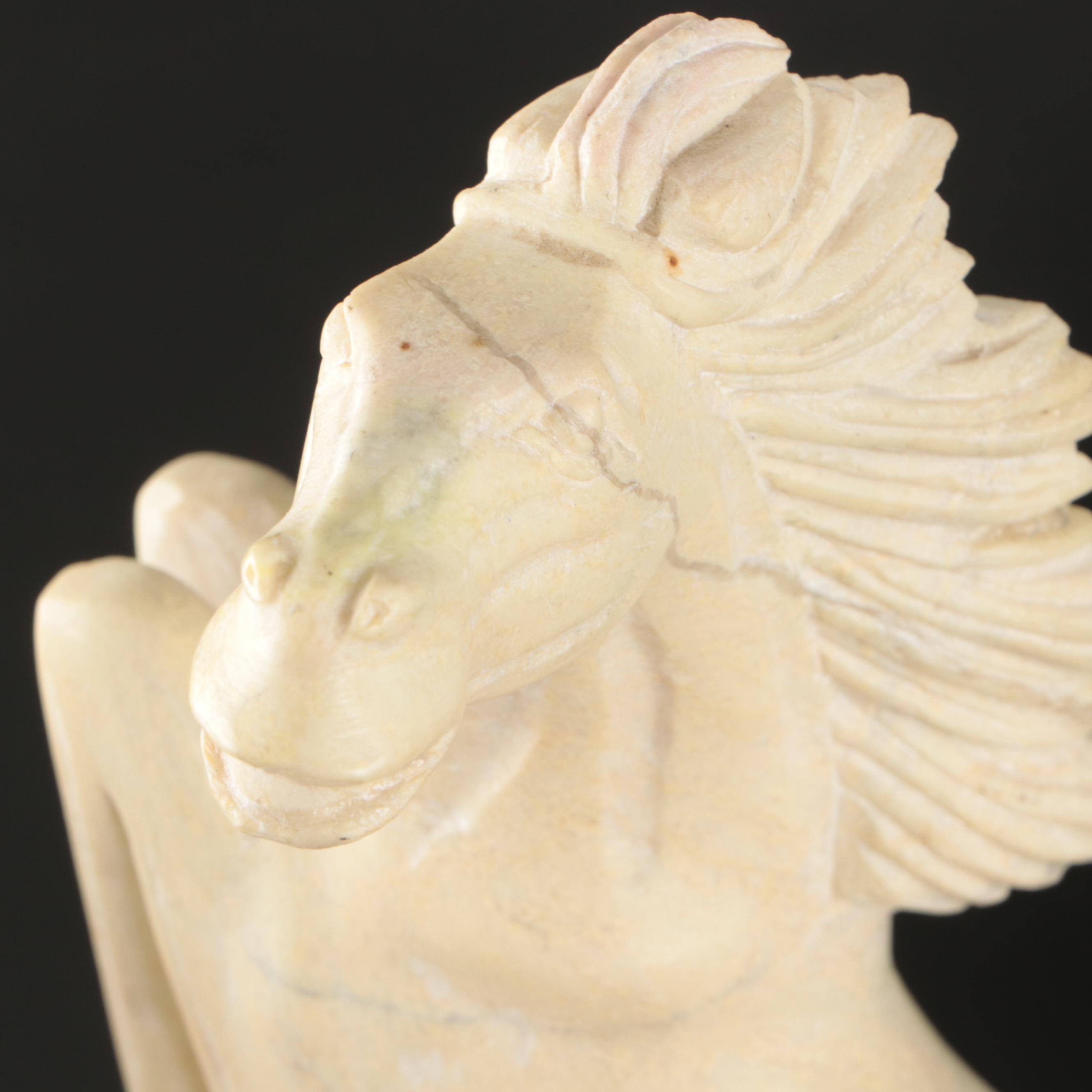 Carved Resin Three Galloping Horses Figurine in the Manner of Santini