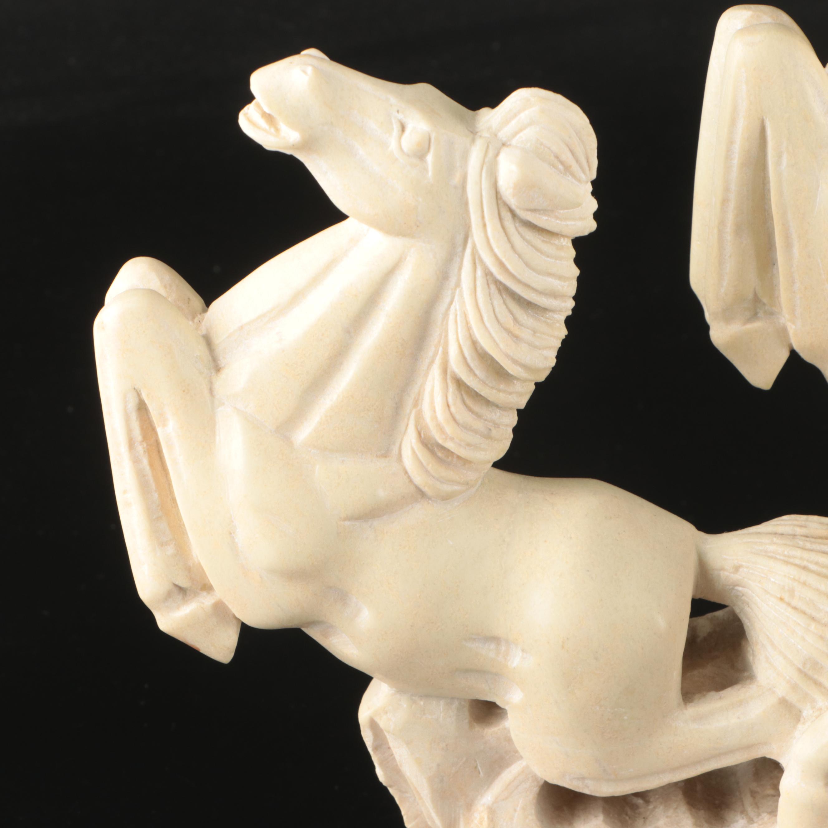 Carved Resin Three Galloping Horses Figurine in the Manner of Santini