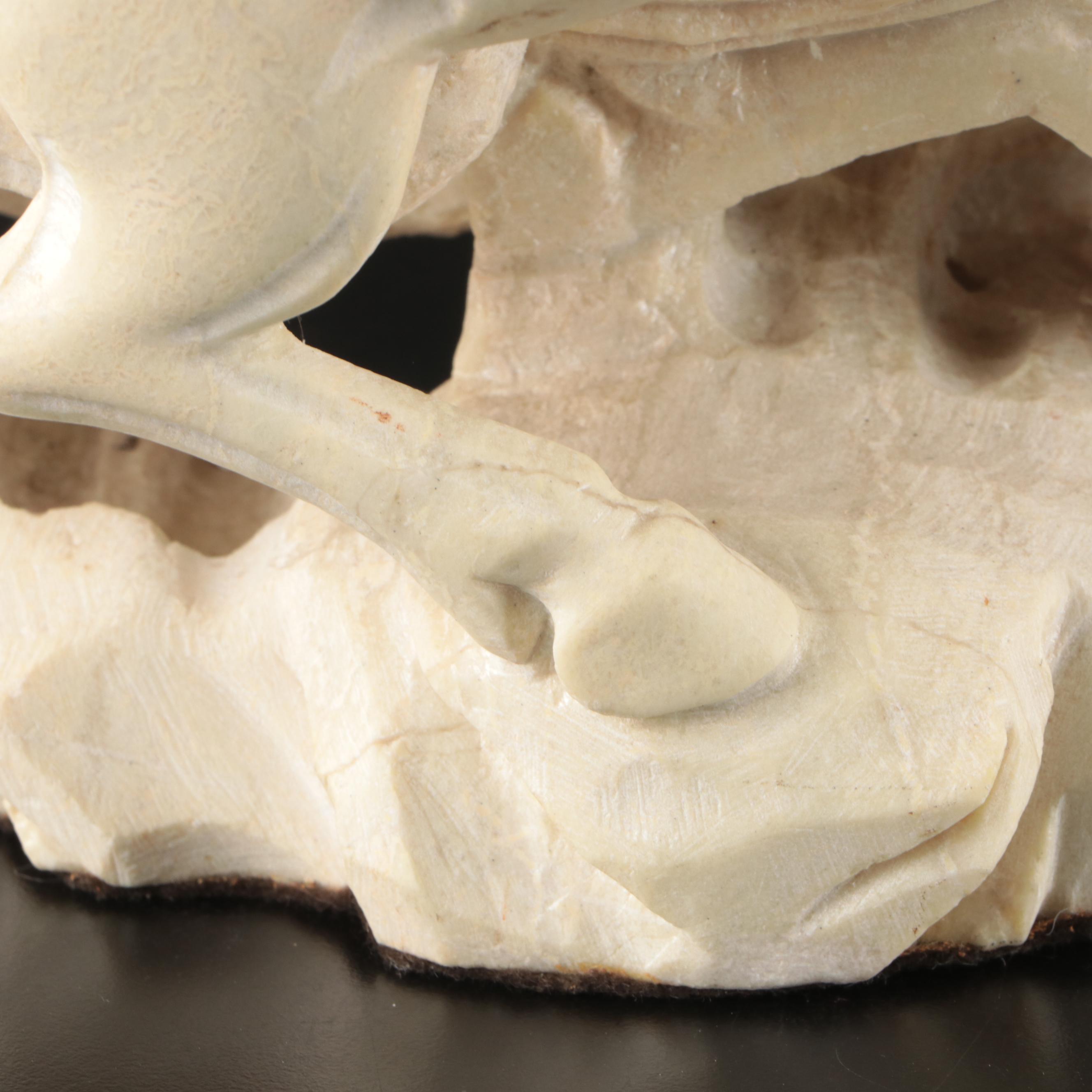 Carved Resin Three Galloping Horses Figurine in the Manner of Santini