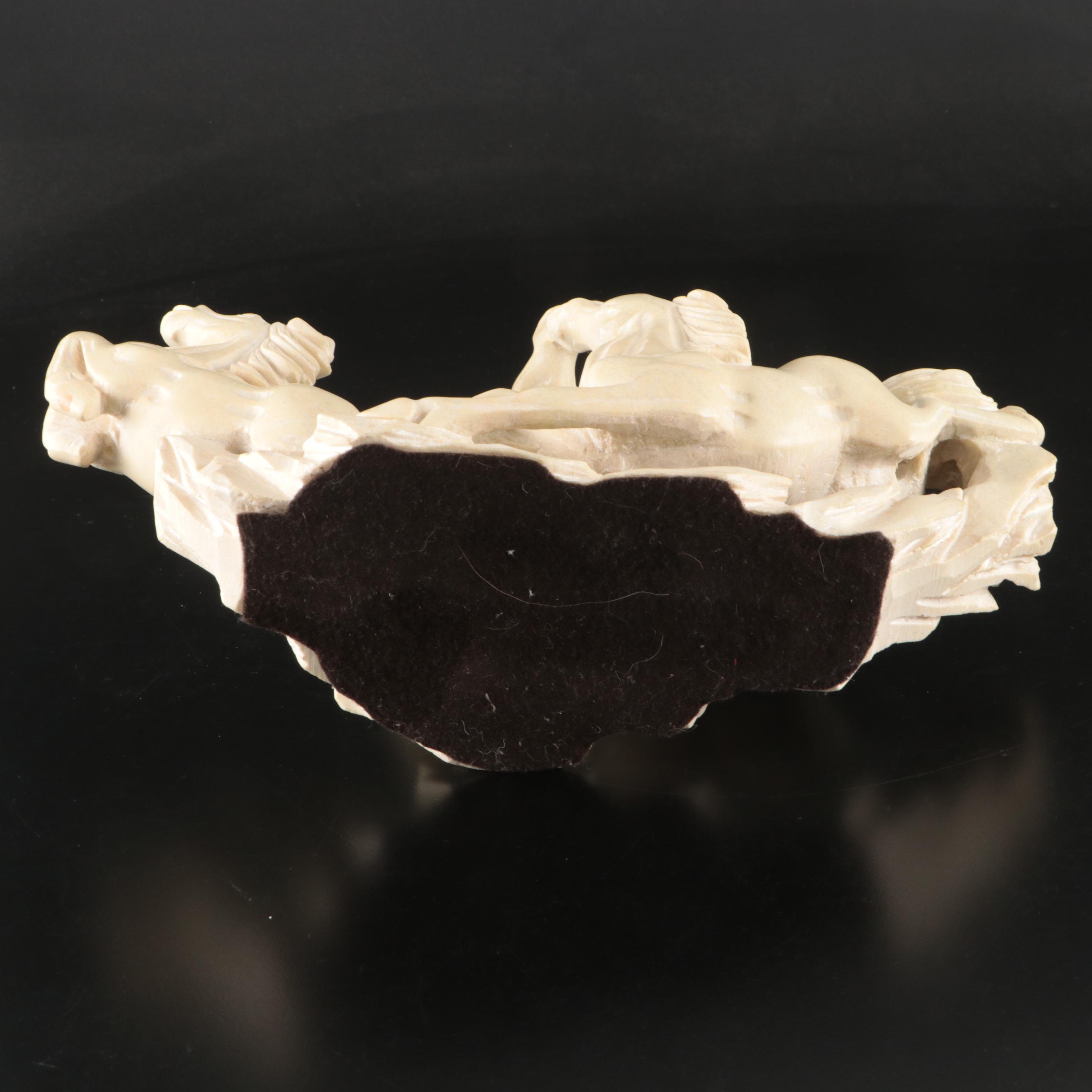 Carved Resin Three Galloping Horses Figurine in the Manner of Santini