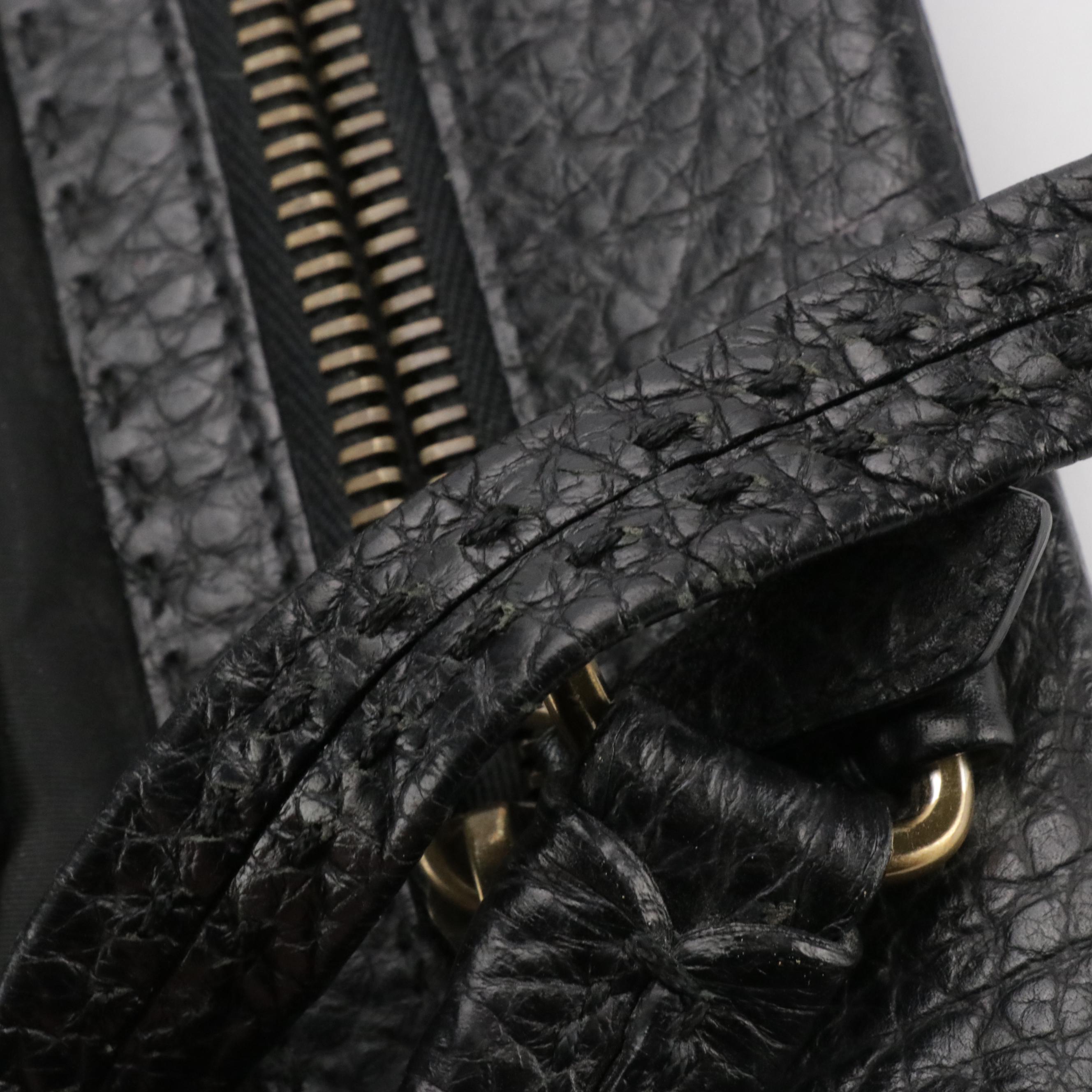 Prada Zippered Shoulder Satchel in Black Tessuto Nylon and Grained Leather Trim