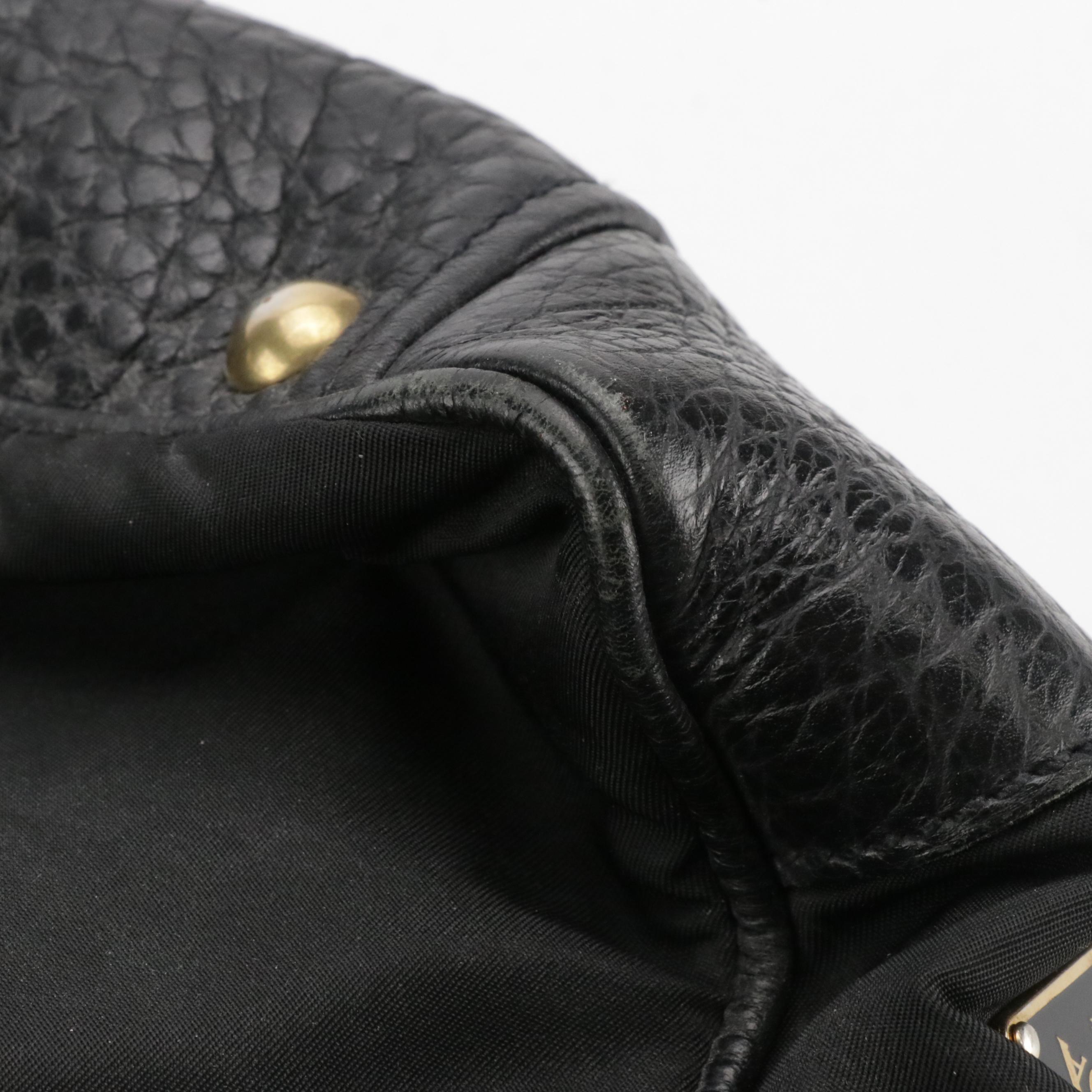 Prada Zippered Shoulder Satchel in Black Tessuto Nylon and Grained Leather Trim