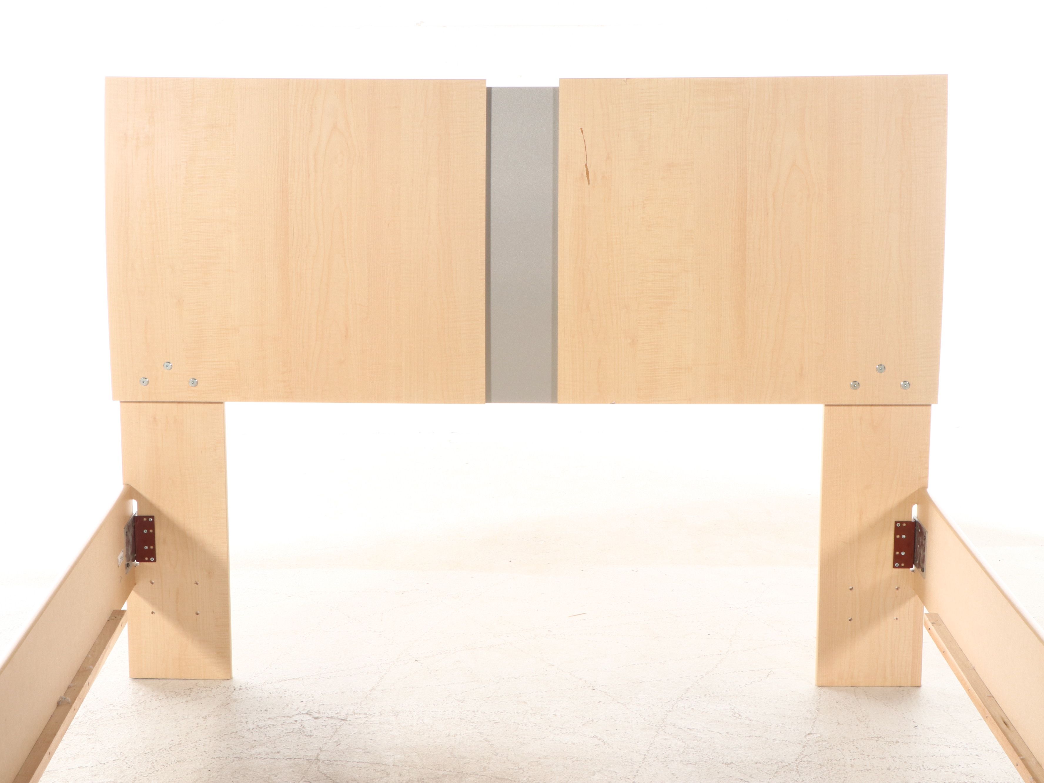 Contemporary Blonde Wood Queen Size Bed Frame and Nightstand