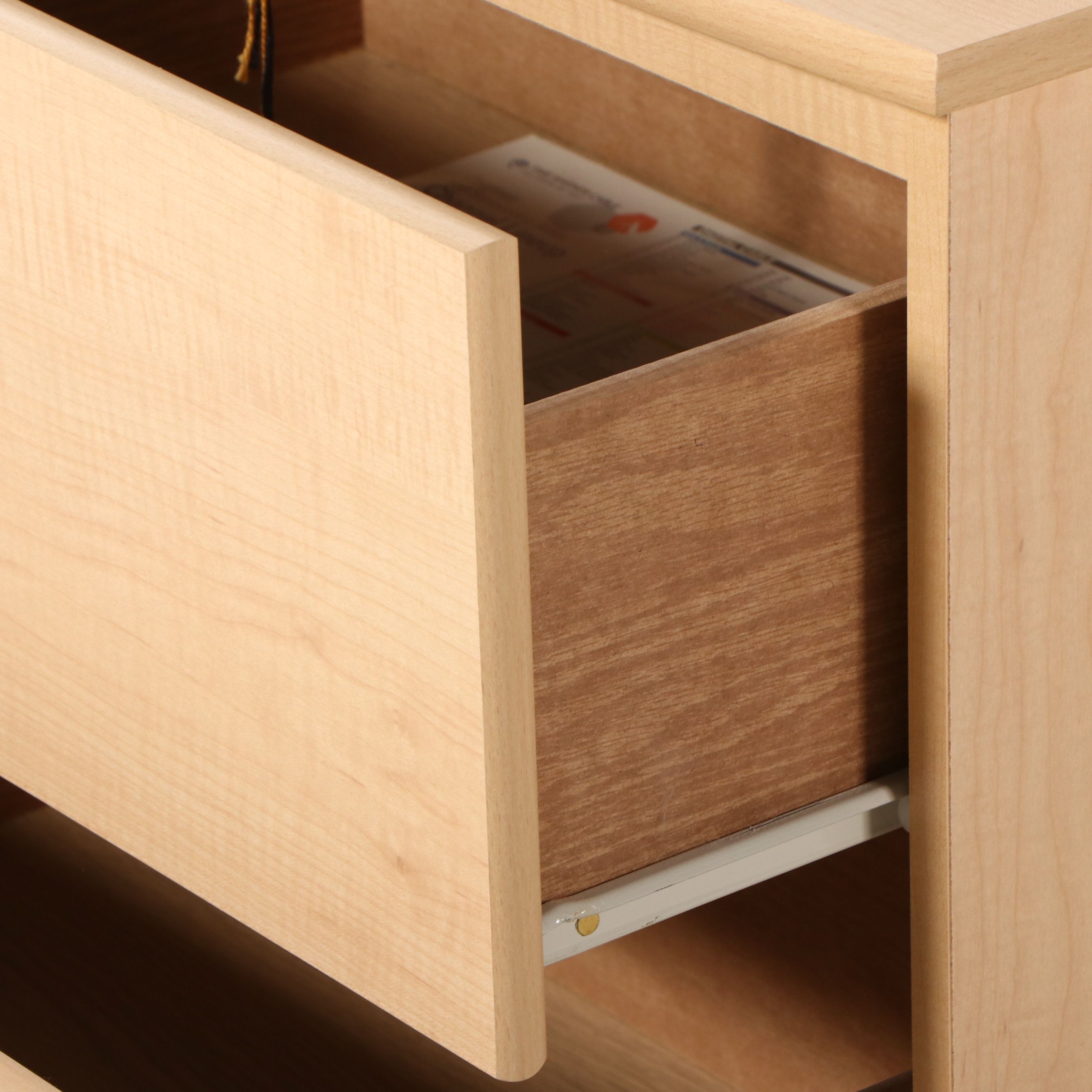 Contemporary Blonde Wood Queen Size Bed Frame and Nightstand