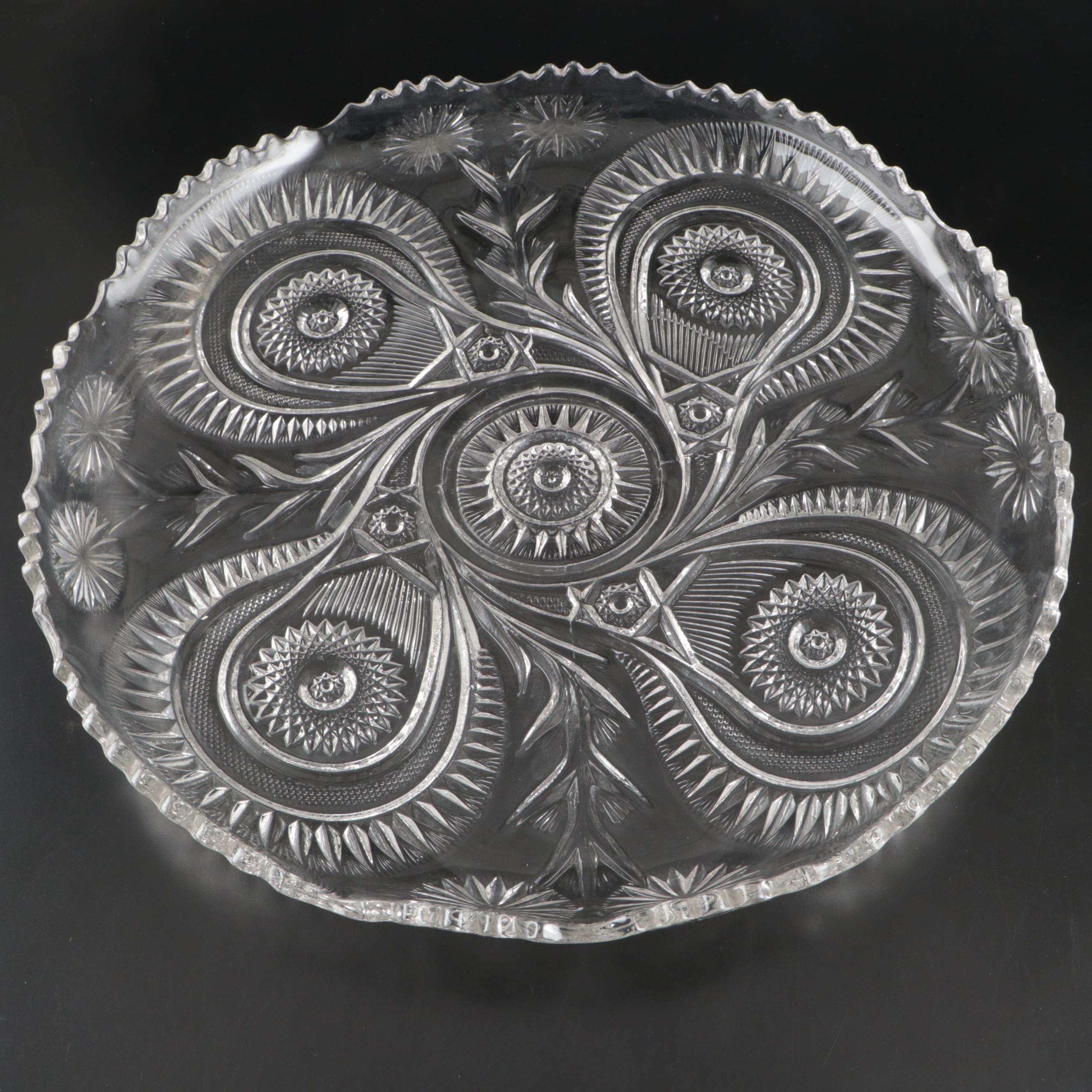 US Glass EAPG Slewed Horseshoe Round Tray, 1908–1920