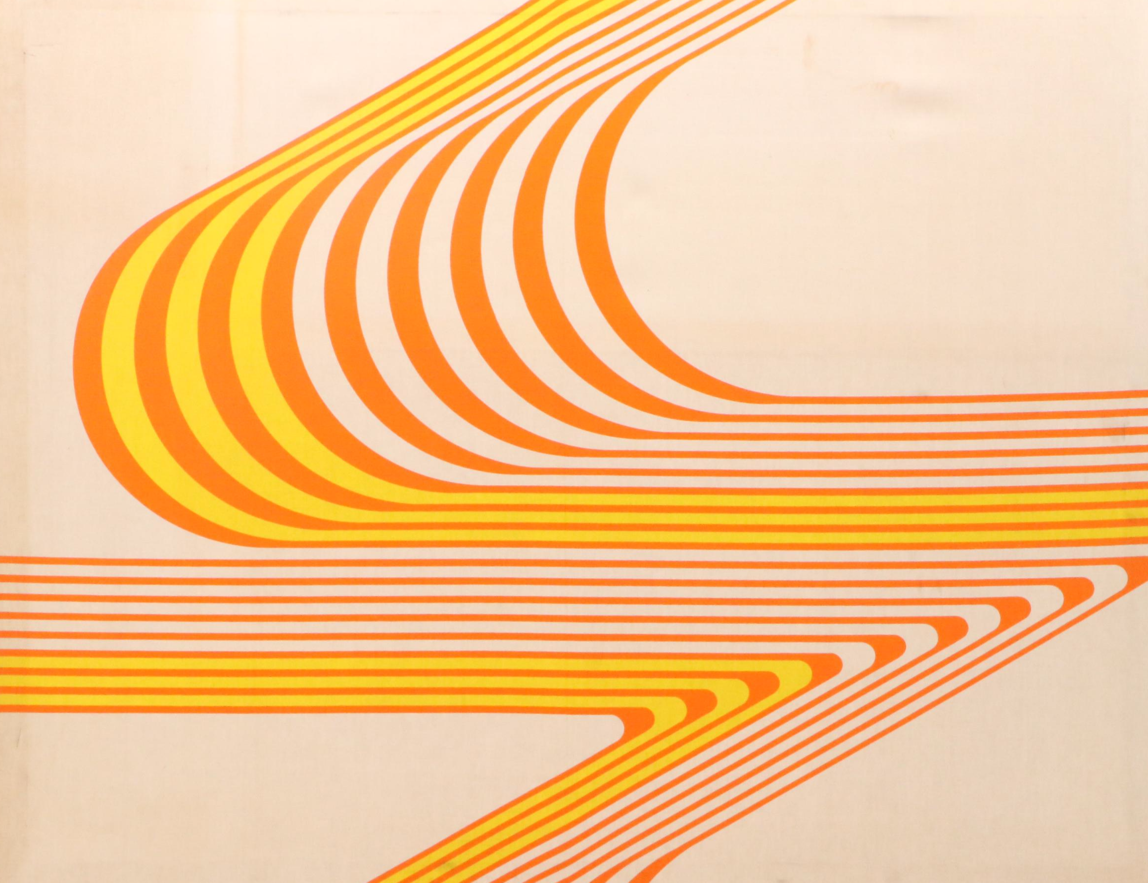 Retro Style Op Art Stretched Textile Panel with Stripes, Late 20th Century