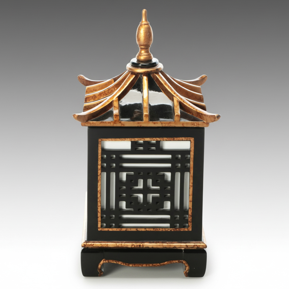 Chinese Pagoda Style Lacquered Wood Lantern