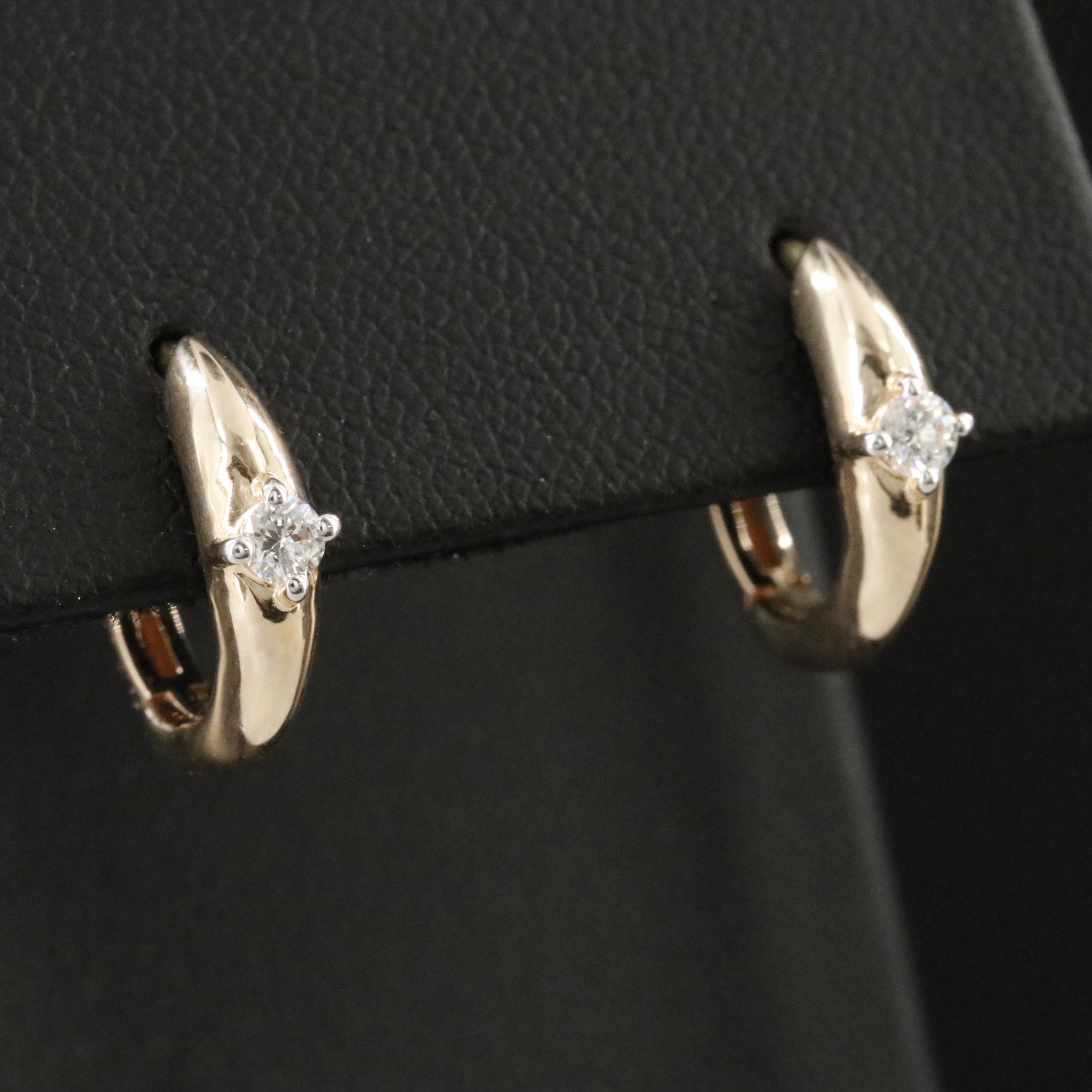 14K 0.13 CTW Diamond Huggie Hoop Earrings