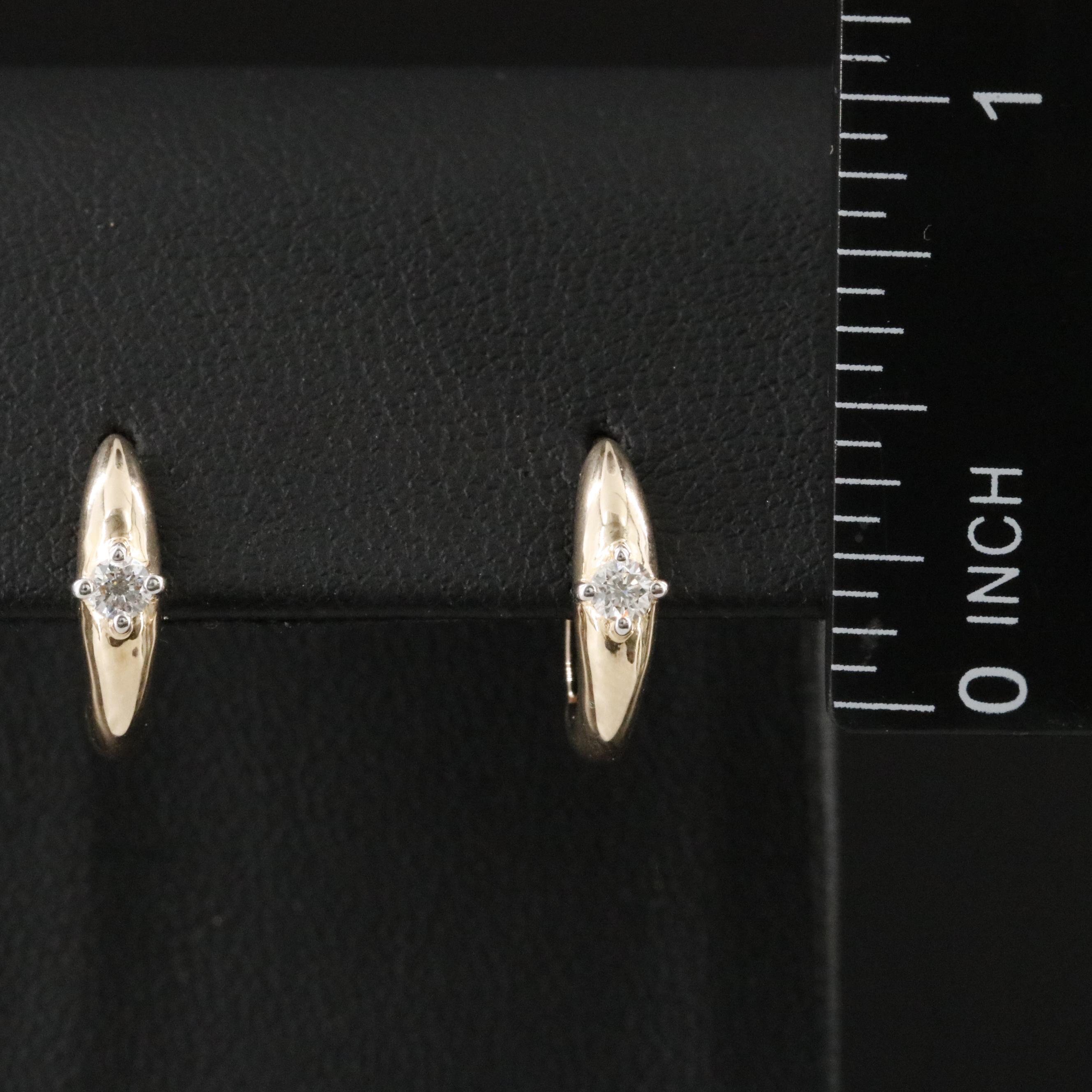 14K 0.13 CTW Diamond Huggie Hoop Earrings