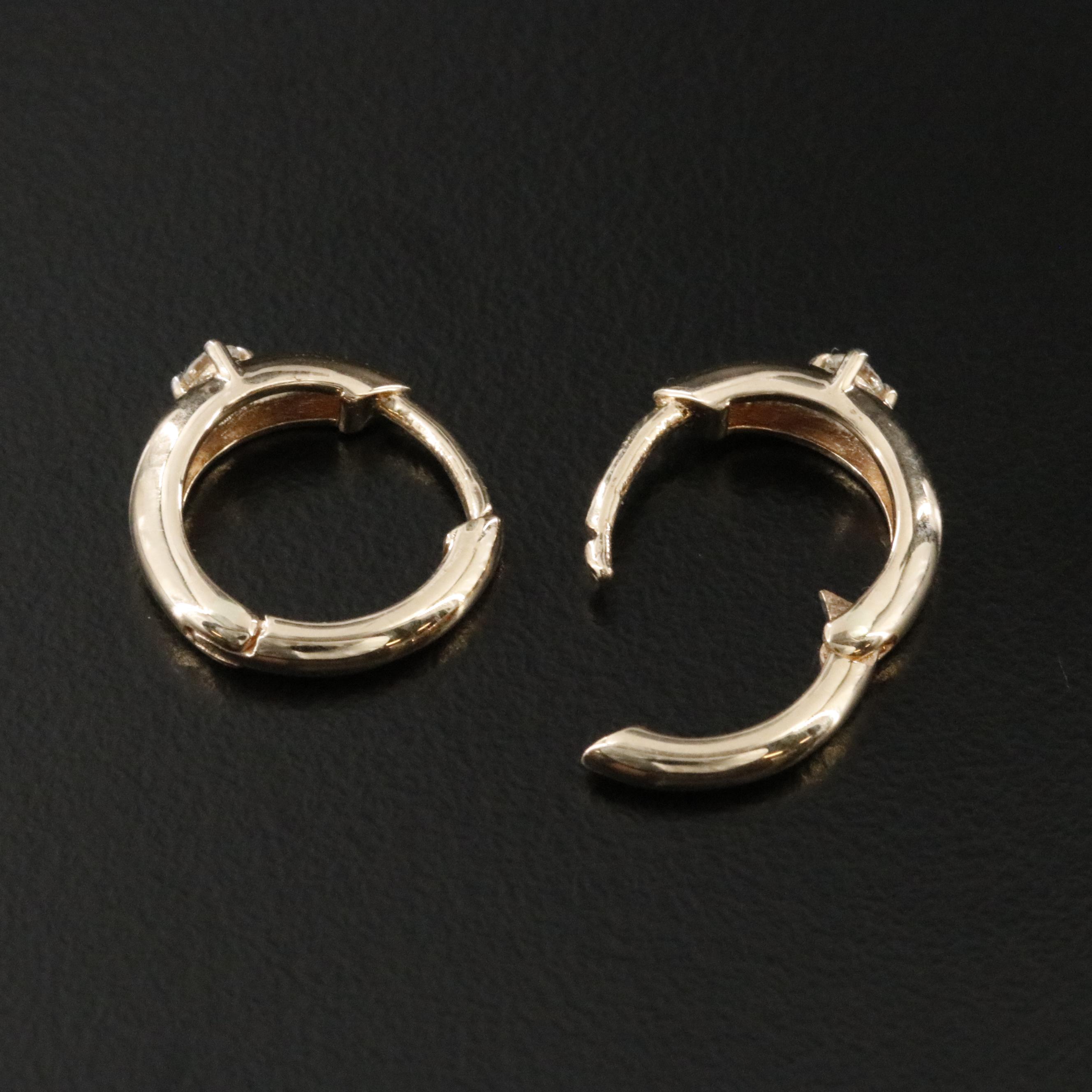 14K 0.13 CTW Diamond Huggie Hoop Earrings