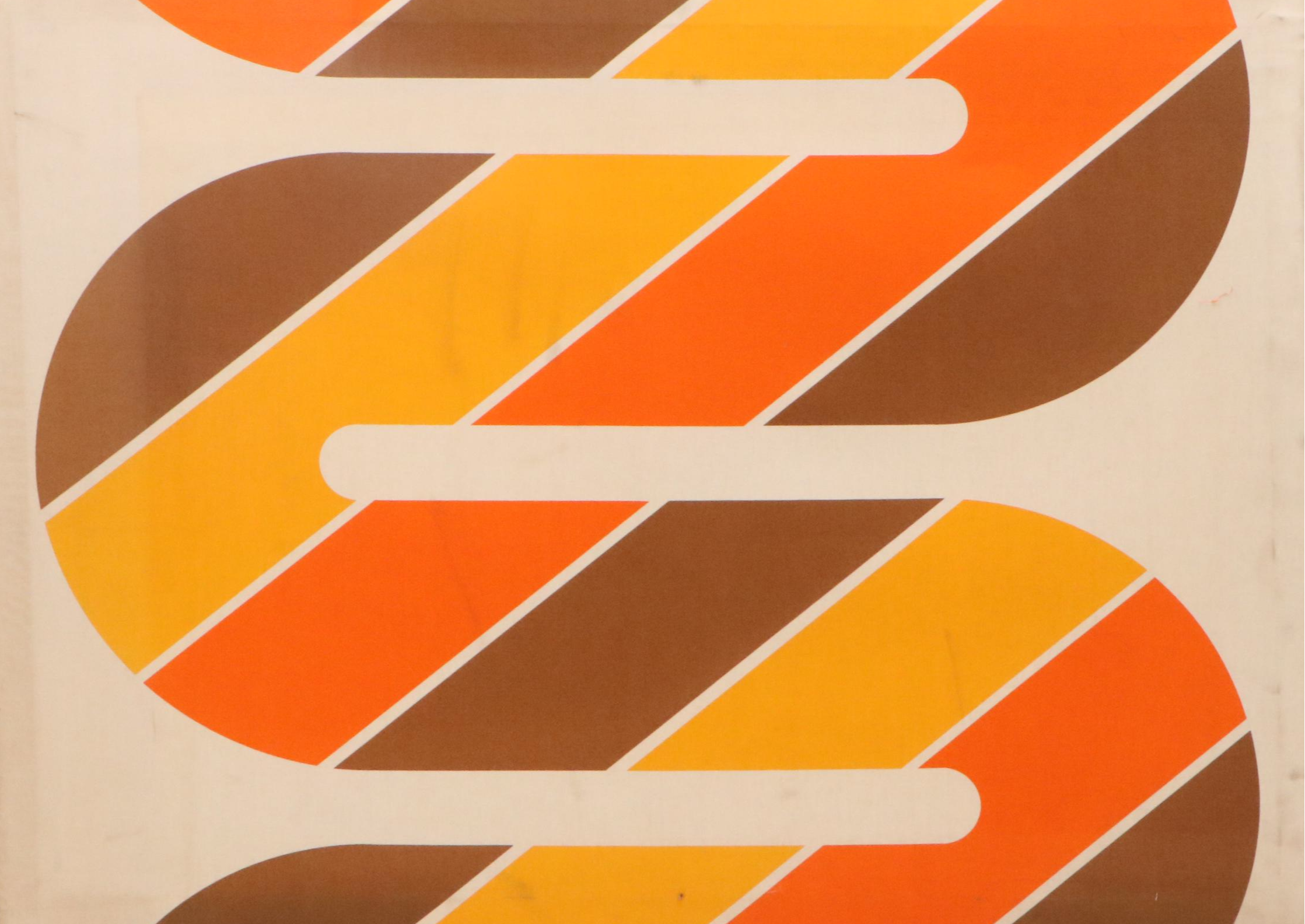 Retro Style Stretched Textile Panel with Striped Curve