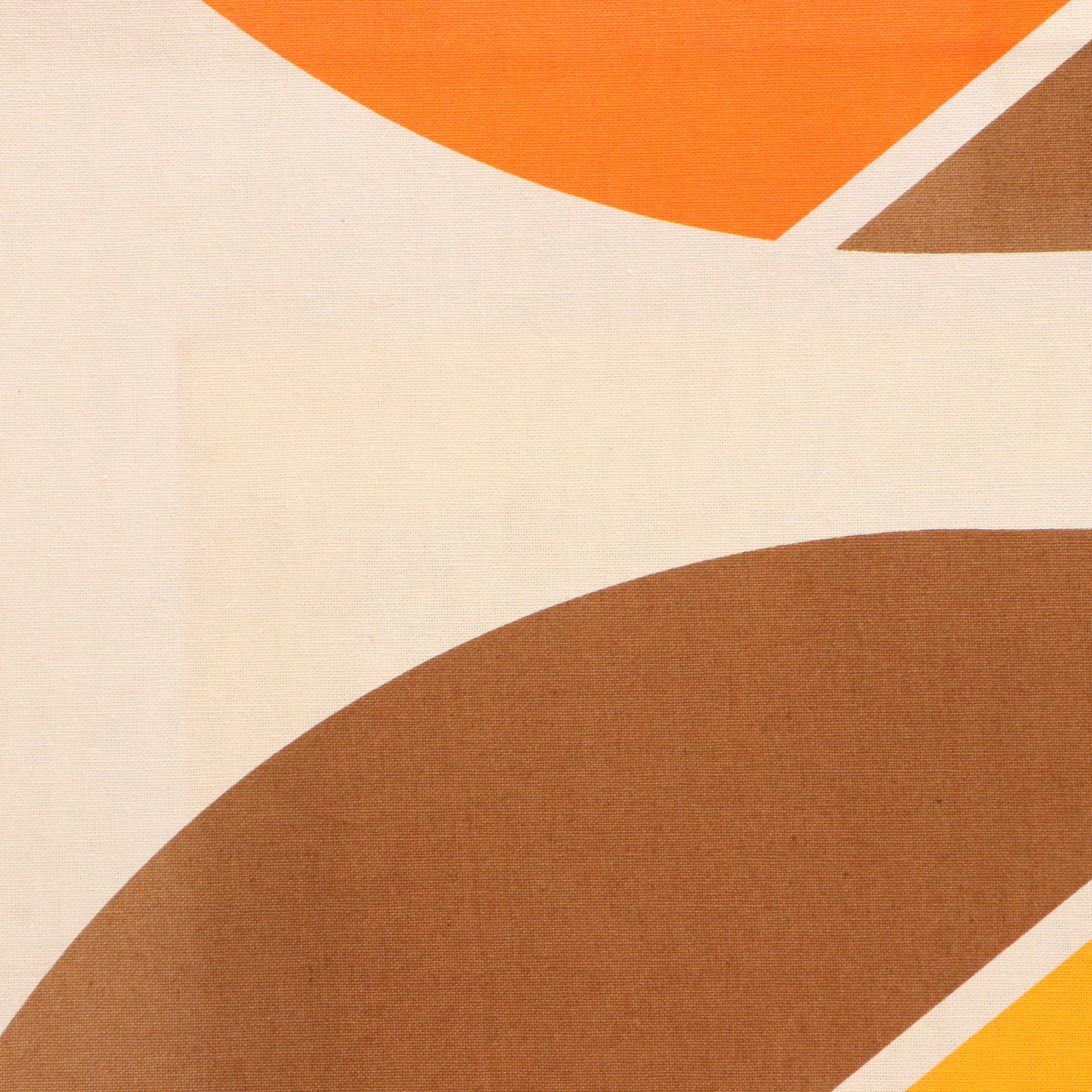 Retro Style Stretched Textile Panel with Striped Curve