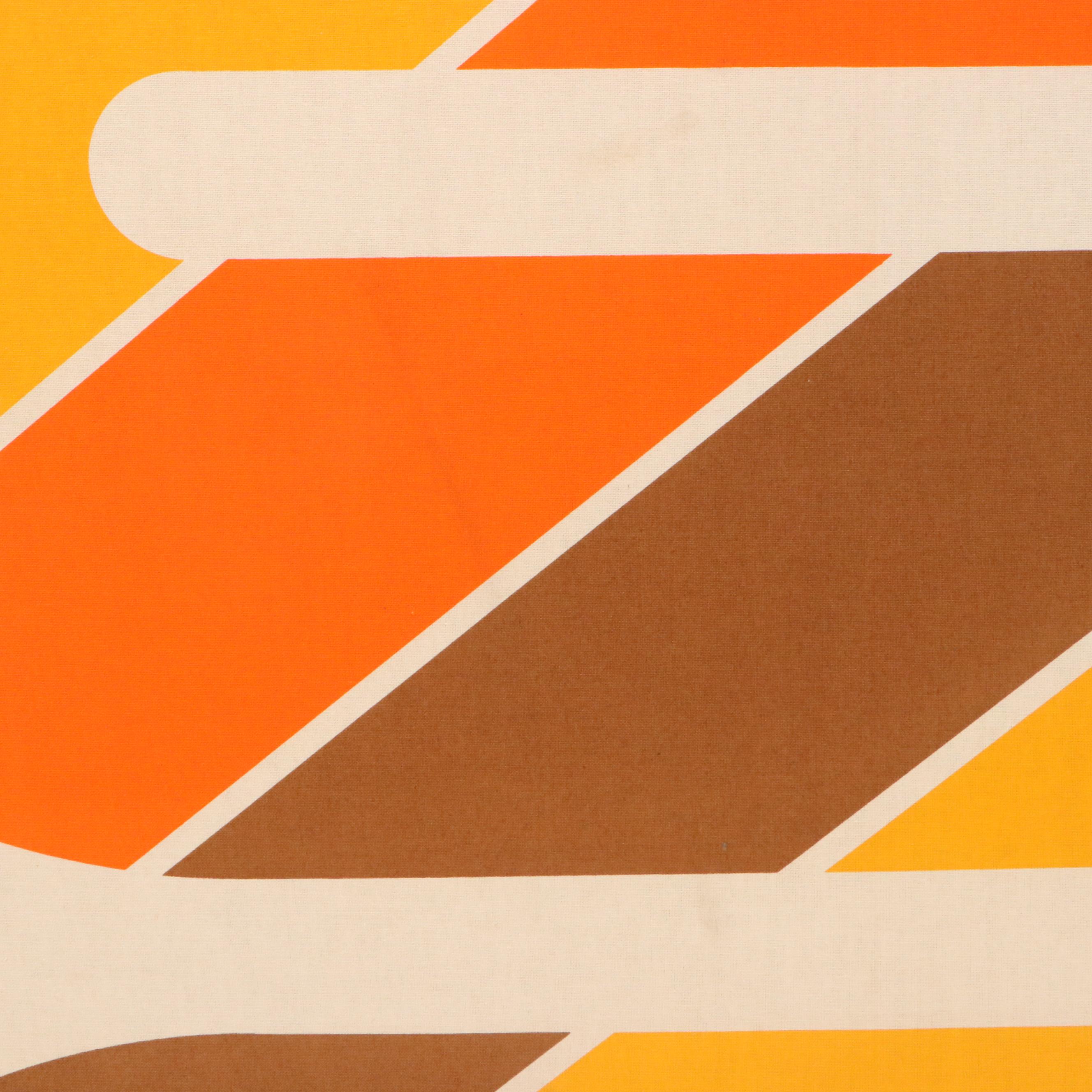 Retro Style Stretched Textile Panel with Striped Curve