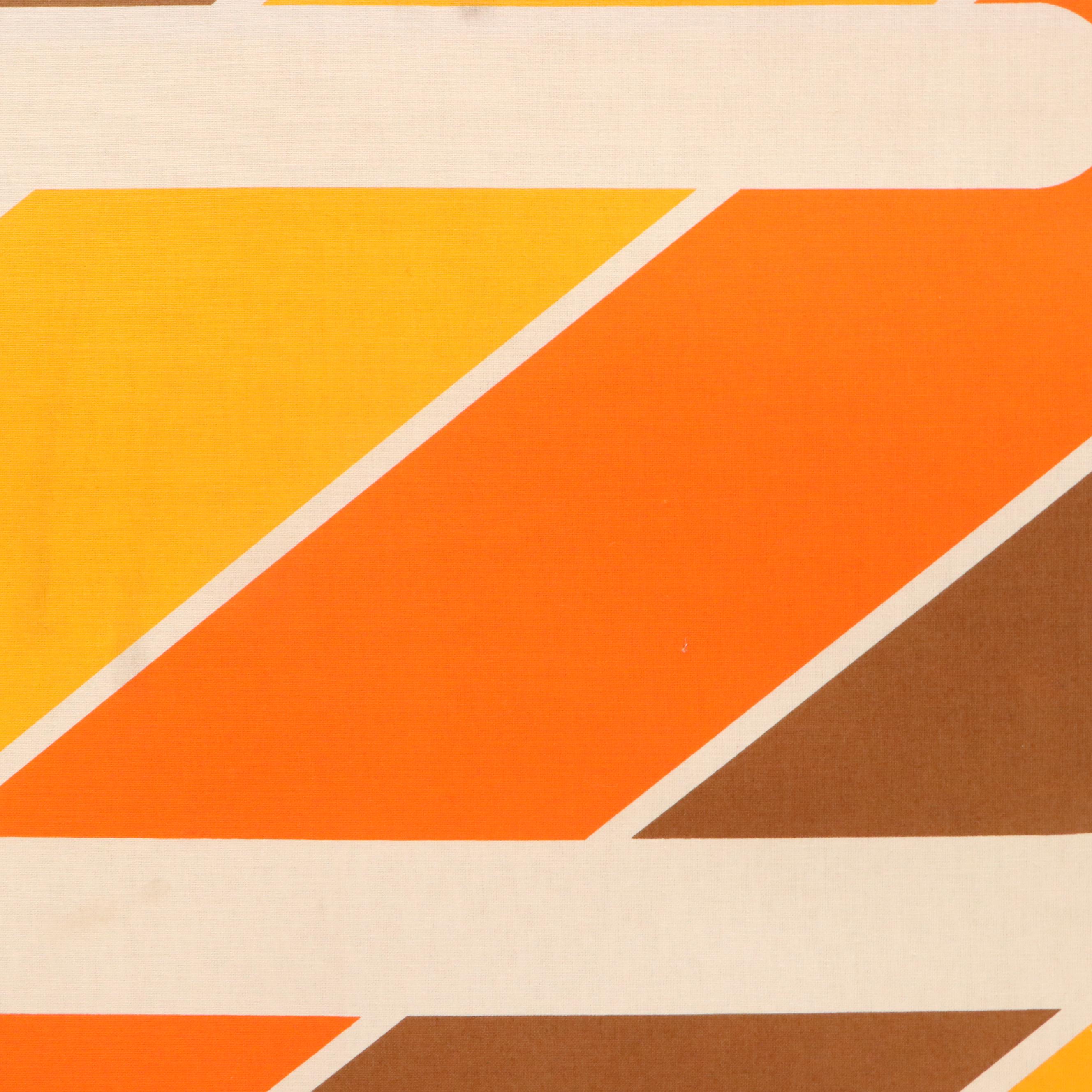 Retro Style Stretched Textile Panel with Striped Curve