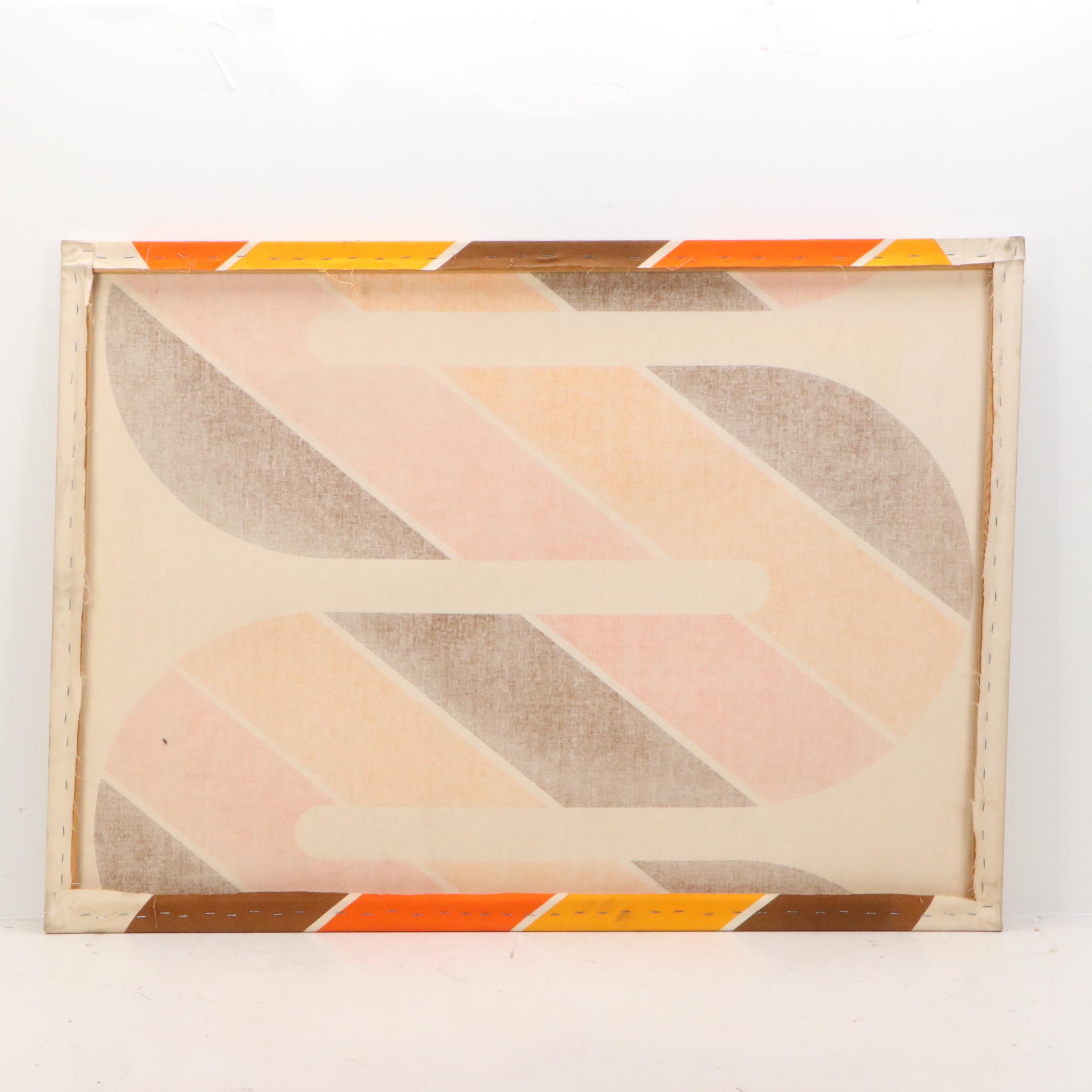 Retro Style Stretched Textile Panel with Striped Curve