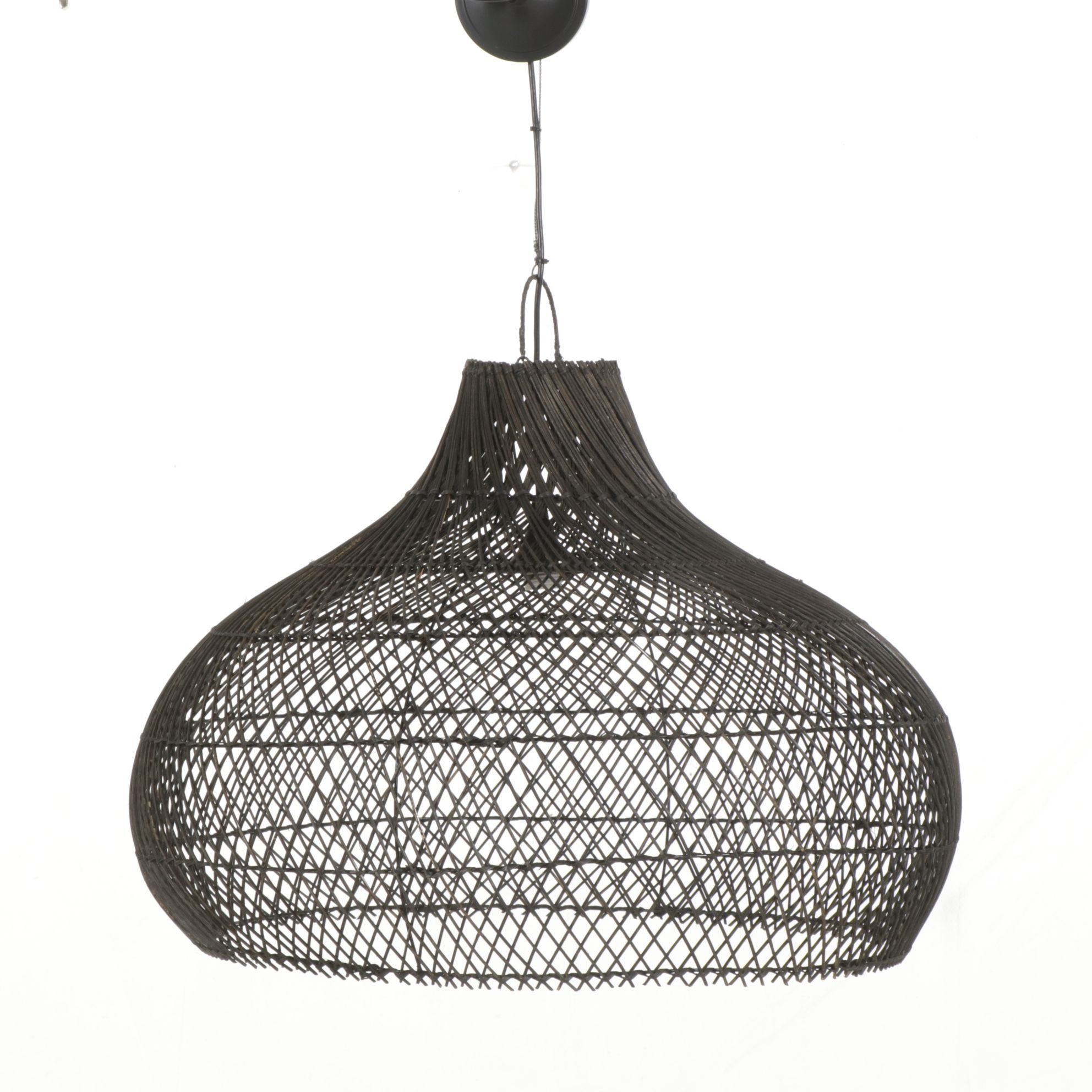 Litex Rattan Black Woven Pendant Light Fixture