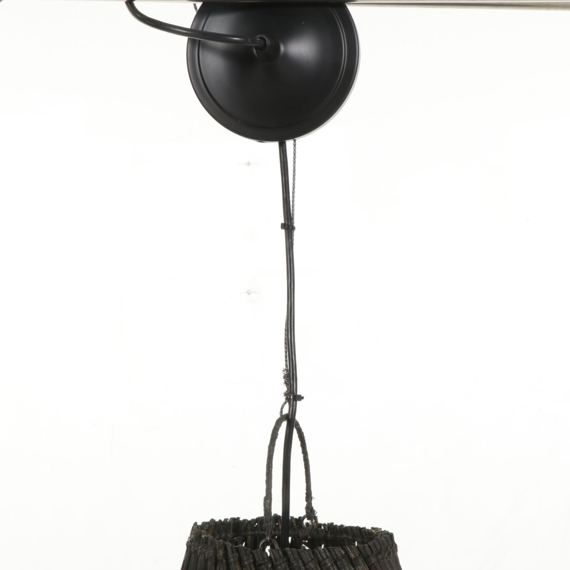 Litex Rattan Black Woven Pendant Light Fixture