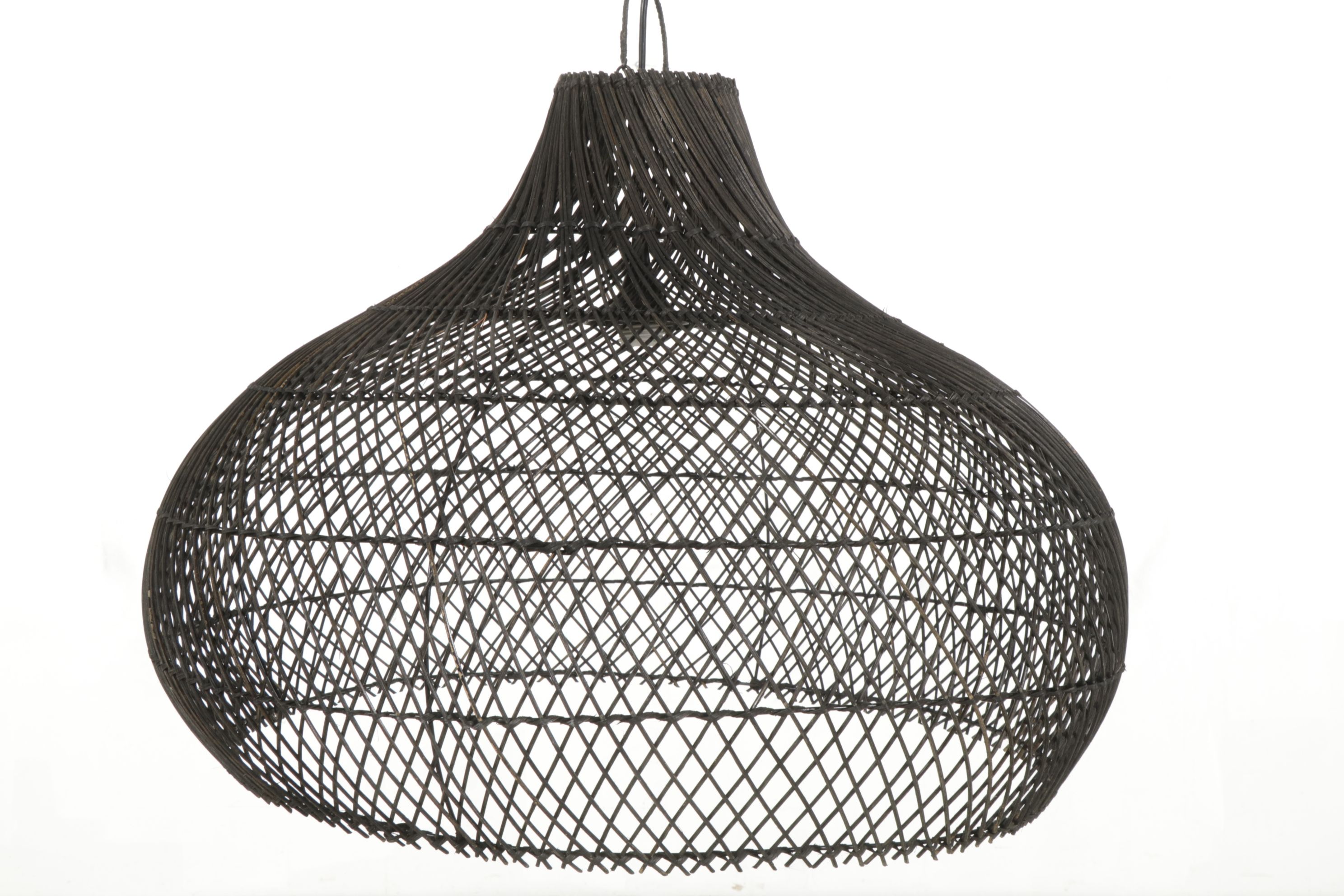Litex Rattan Black Woven Pendant Light Fixture