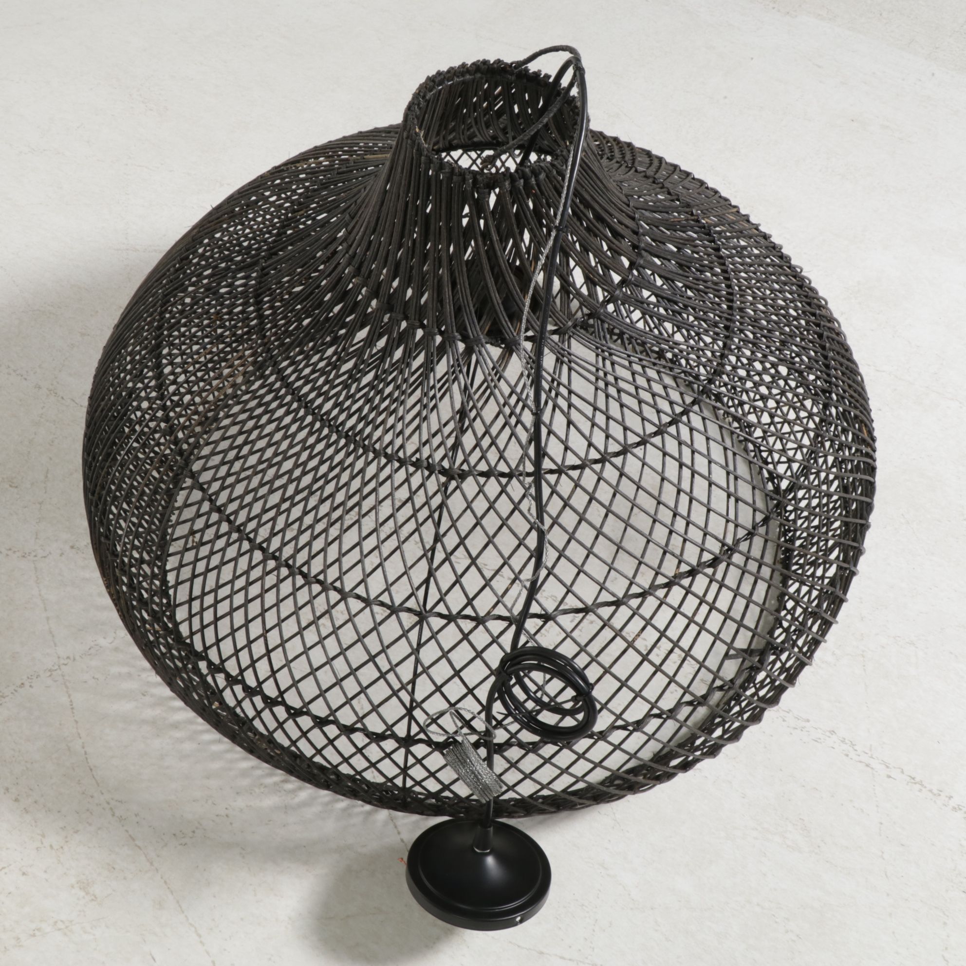 Litex Rattan Black Woven Pendant Light Fixture