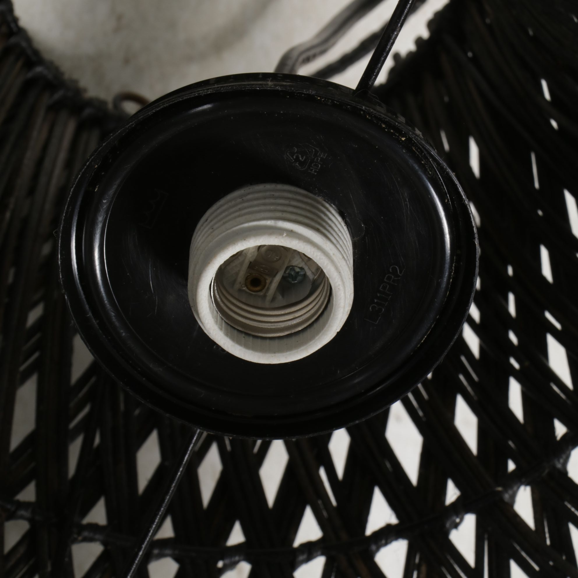 Litex Rattan Black Woven Pendant Light Fixture