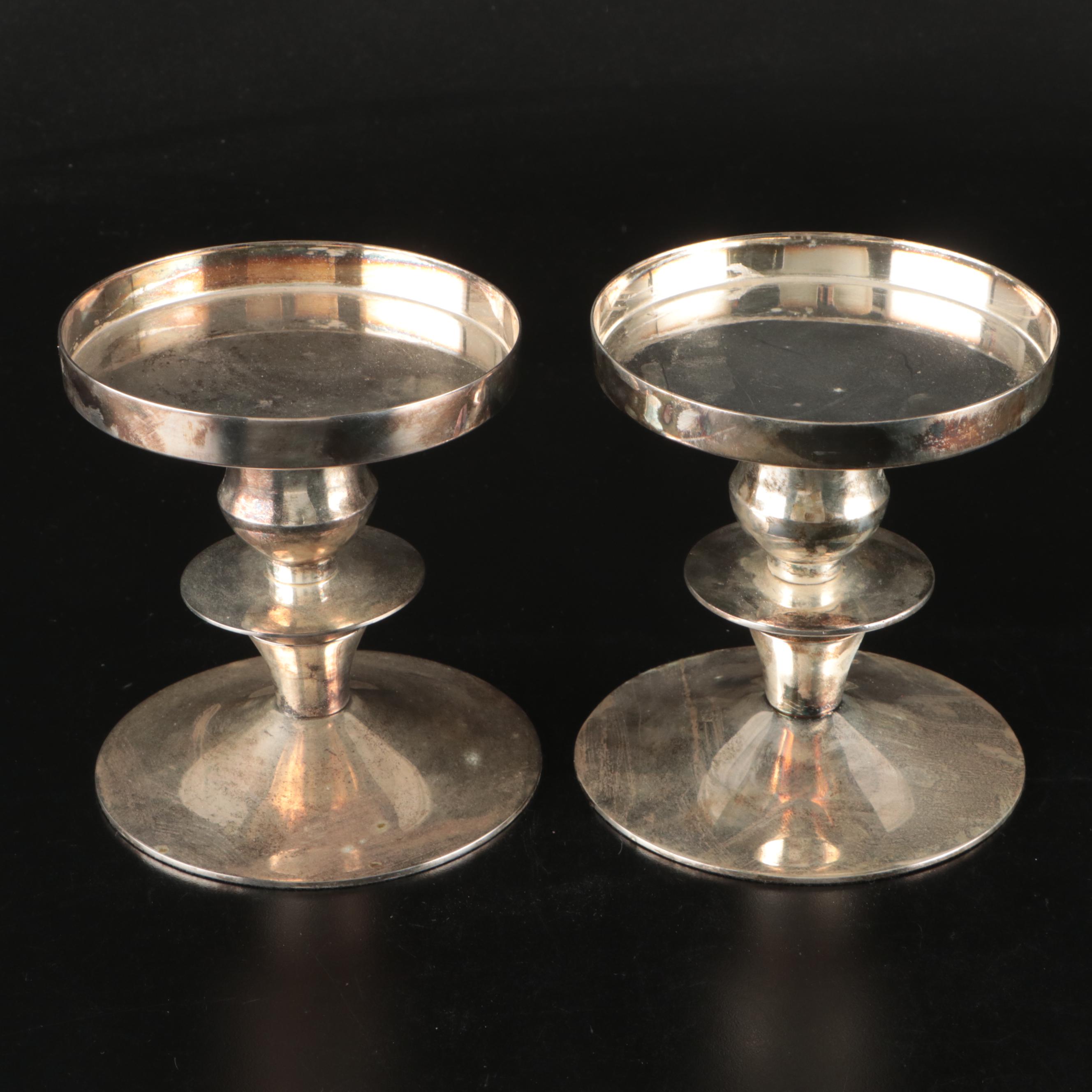 Pair of Silver Plate Pillar Candle Holders