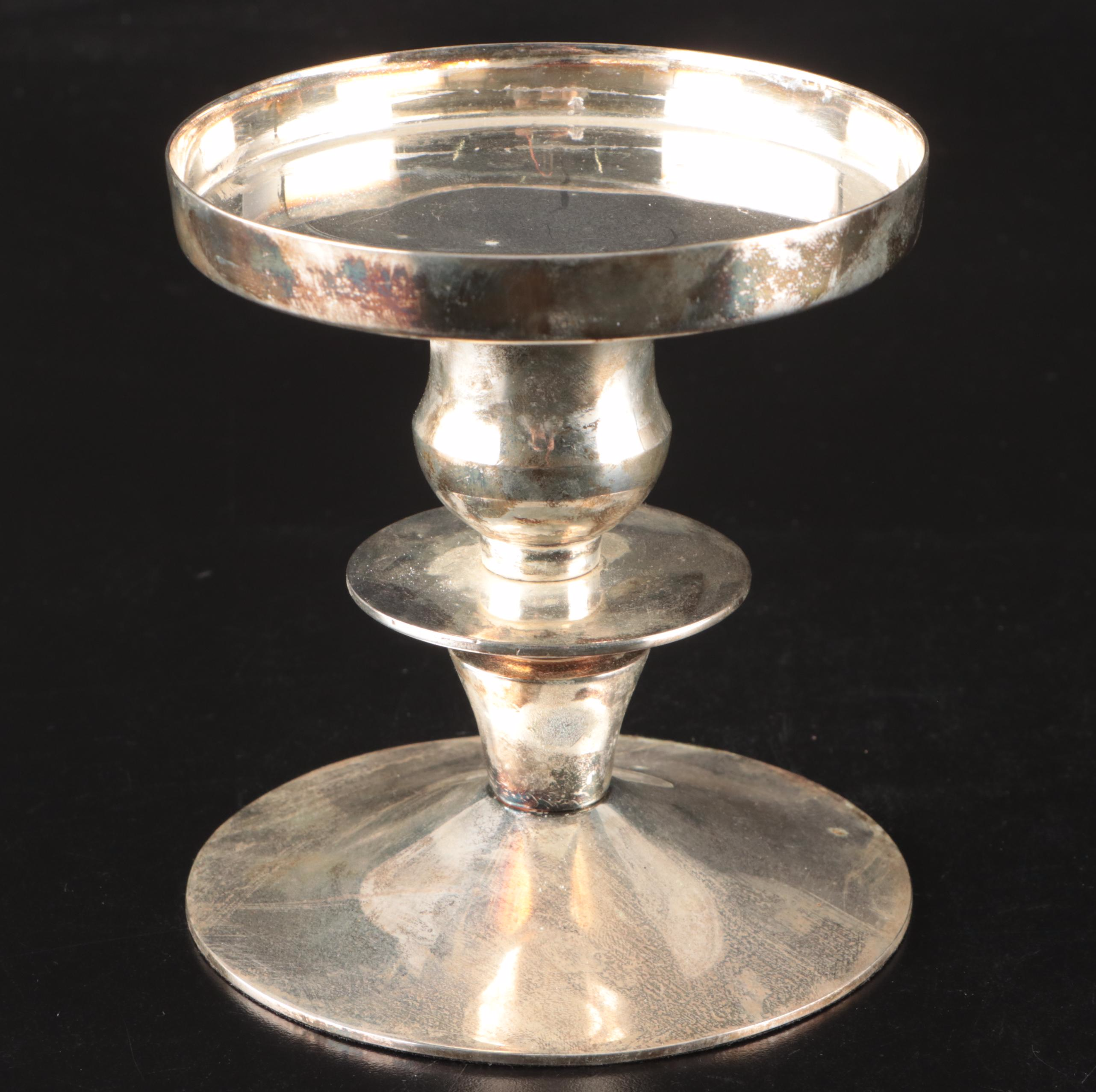 Pair of Silver Plate Pillar Candle Holders