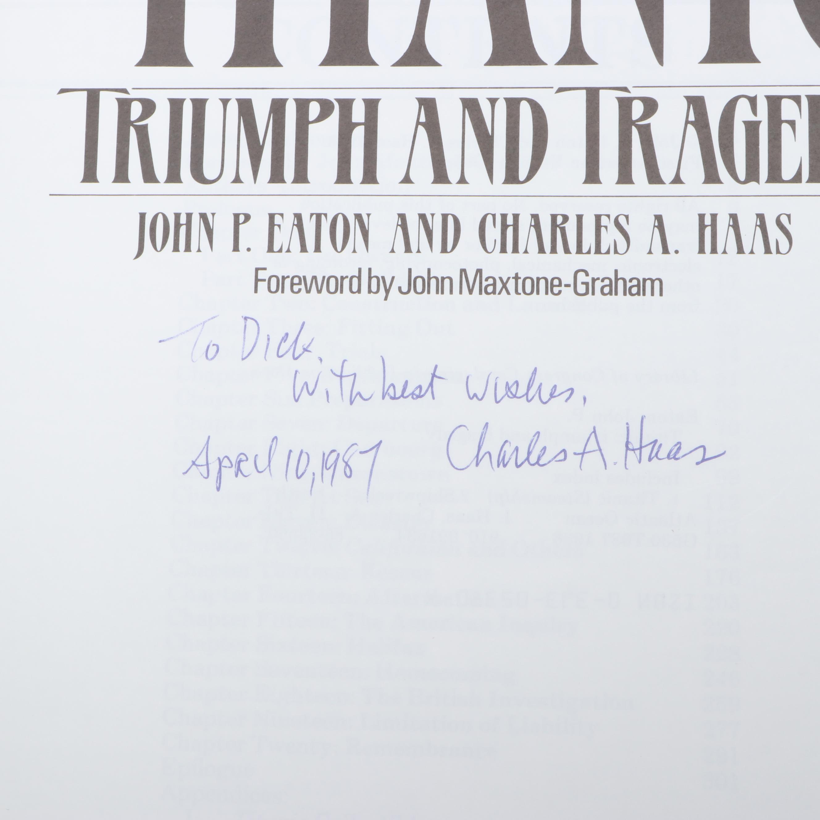 First Edition "Titanic: Triumph and Tragedy" Multiple Survivors Signed