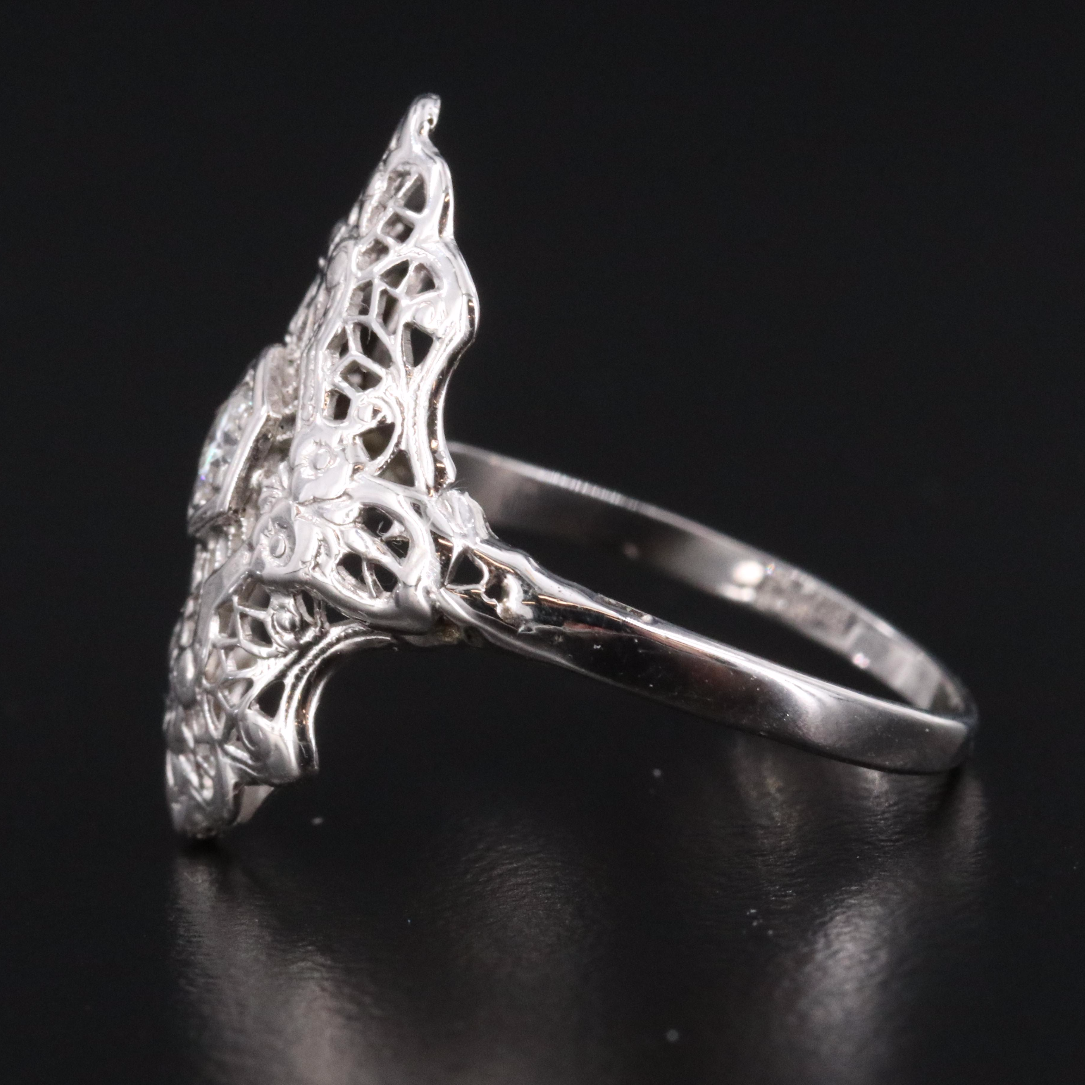 14K 0.10 CT Diamond Filigree Ring