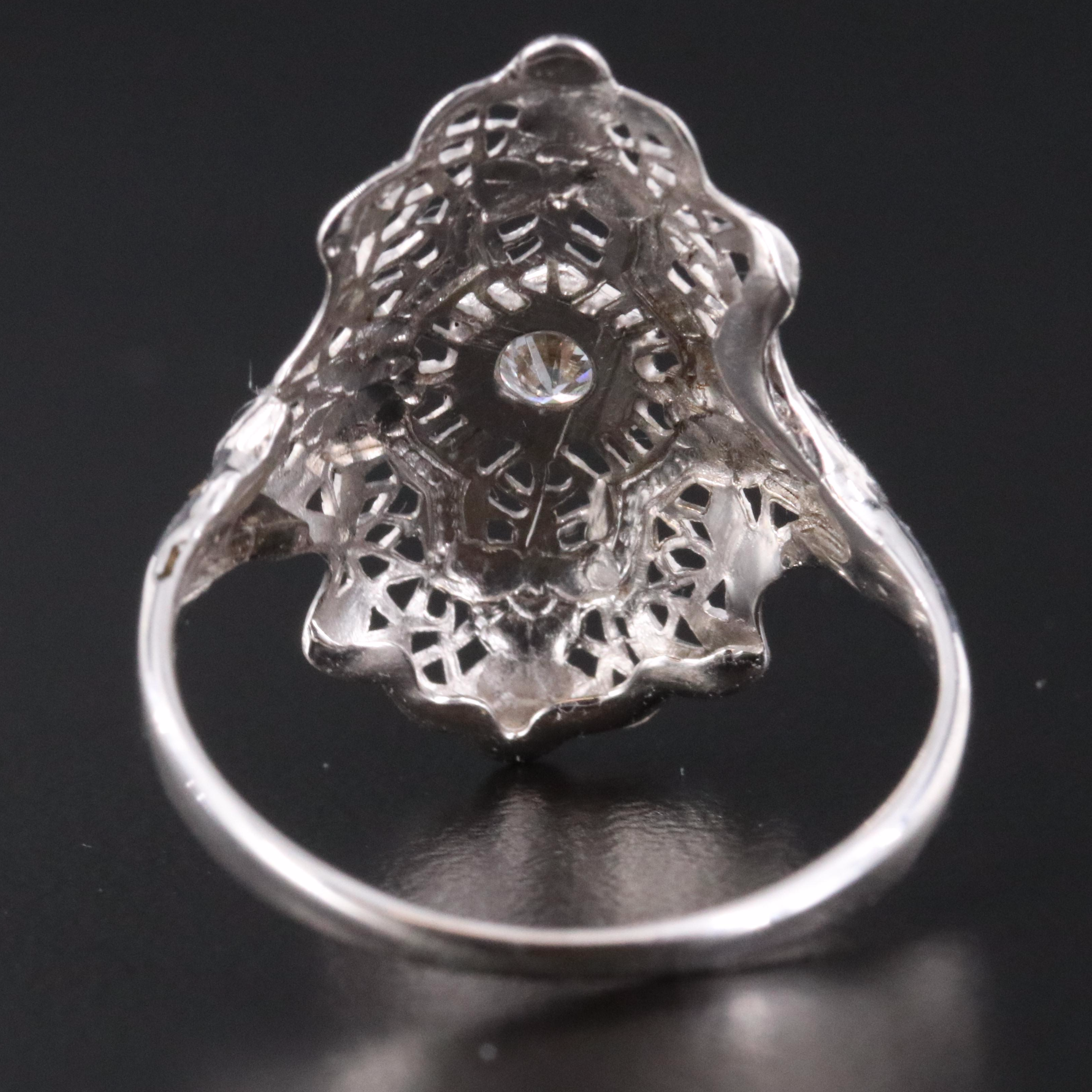 14K 0.10 CT Diamond Filigree Ring
