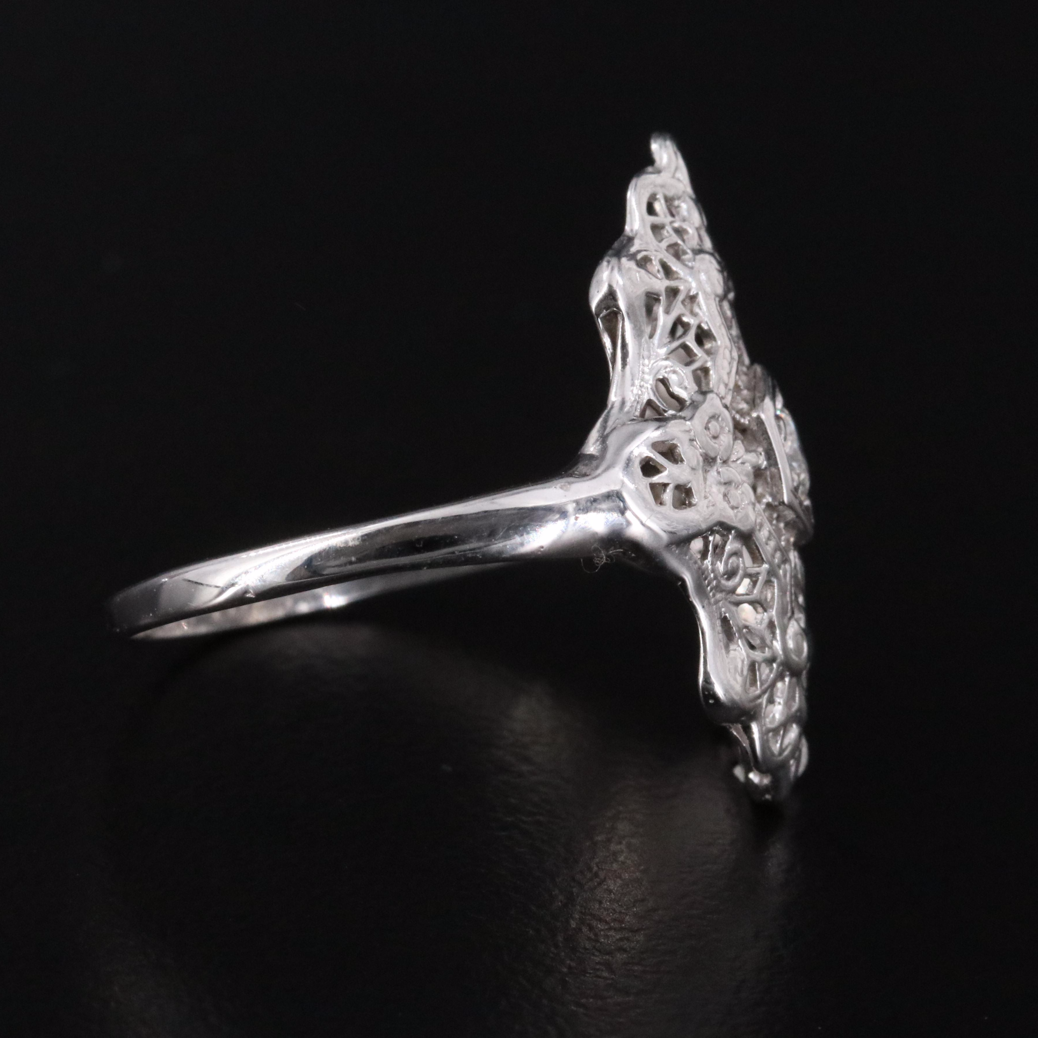 14K 0.10 CT Diamond Filigree Ring