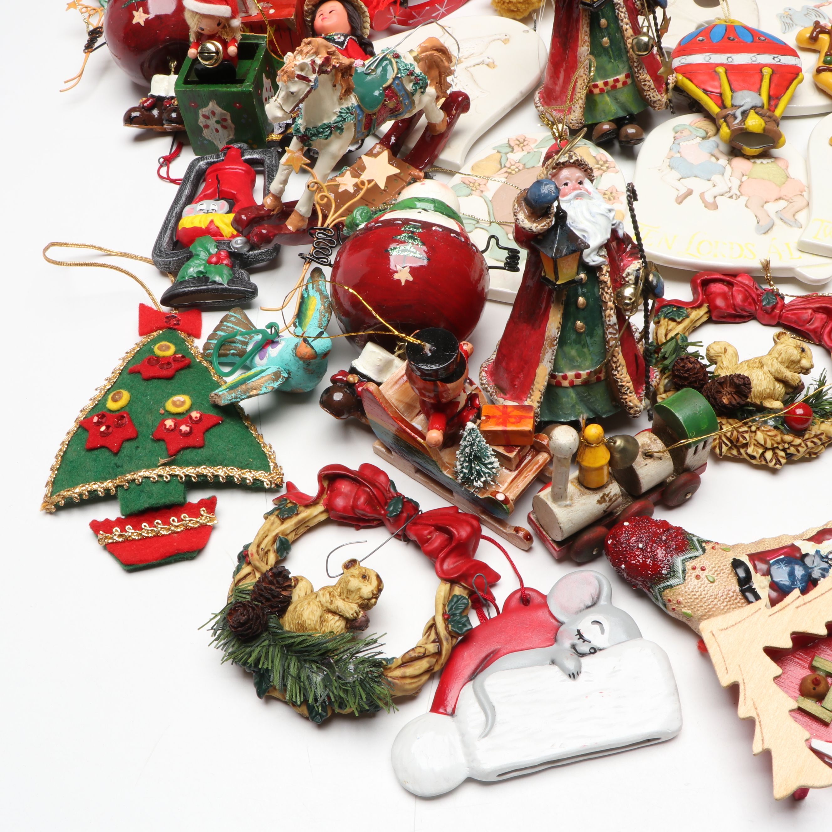 12 Days of Christmas Ceramic Wind Chimes with Vintage Christmas Ornaments