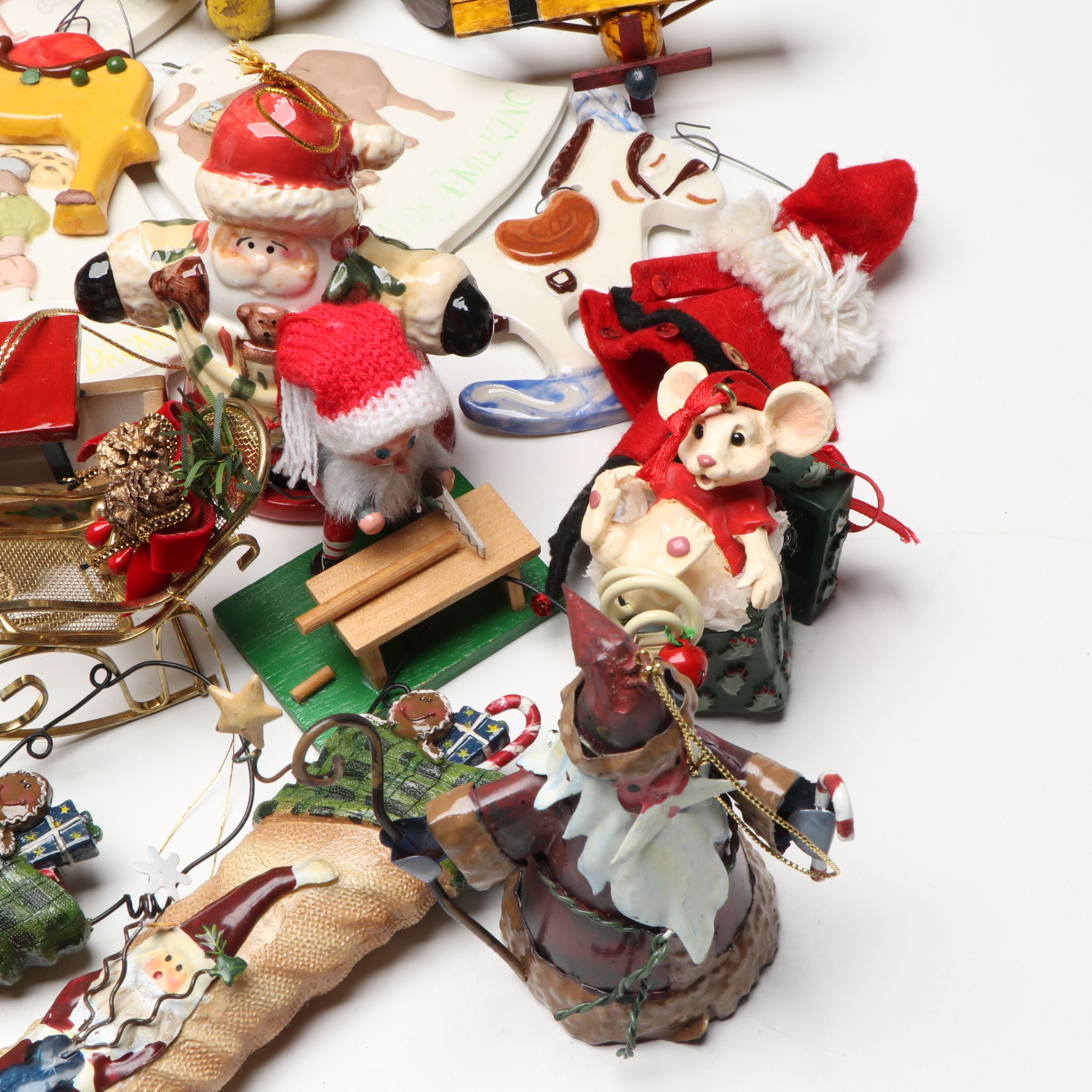 12 Days of Christmas Ceramic Wind Chimes with Vintage Christmas Ornaments