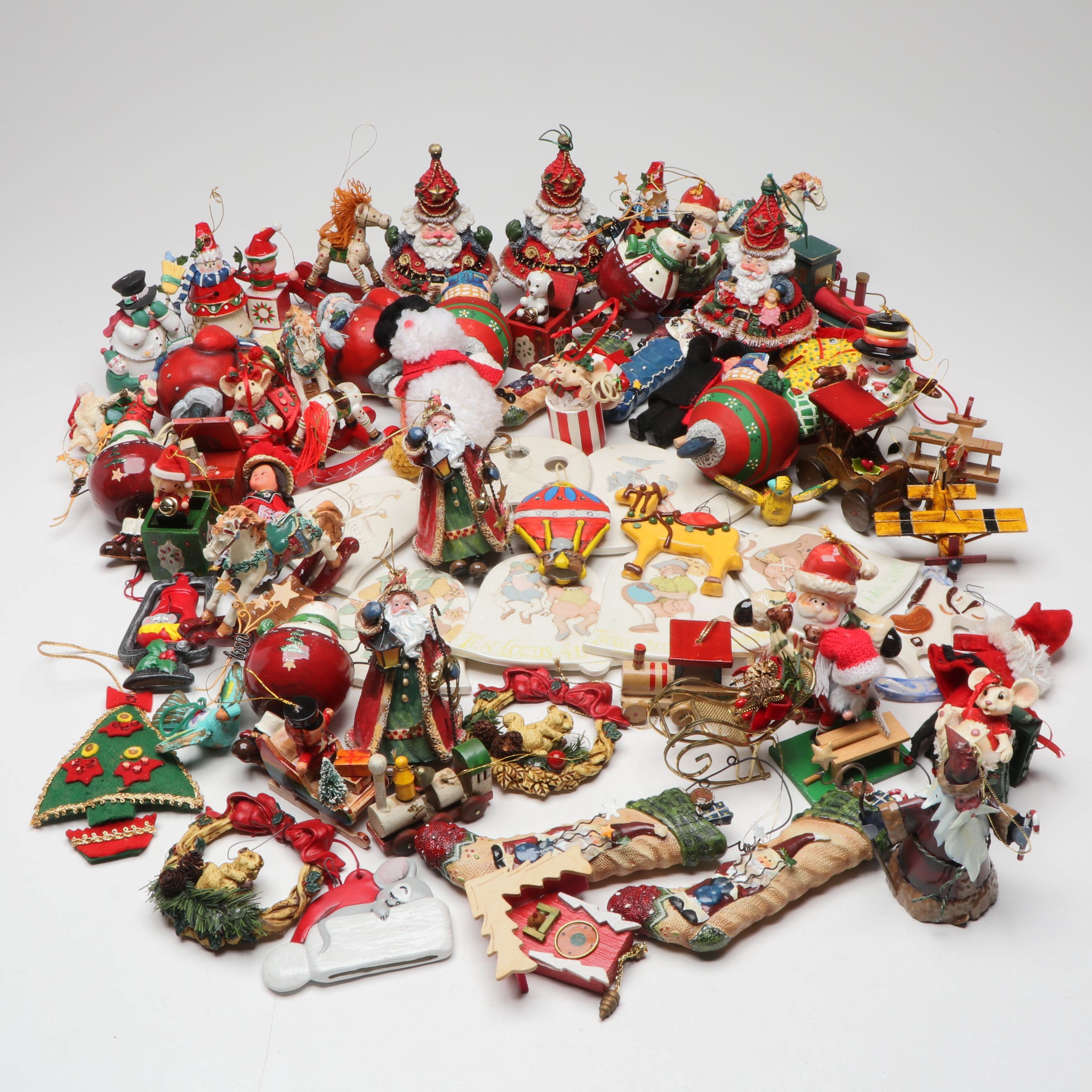 12 Days of Christmas Ceramic Wind Chimes with Vintage Christmas Ornaments