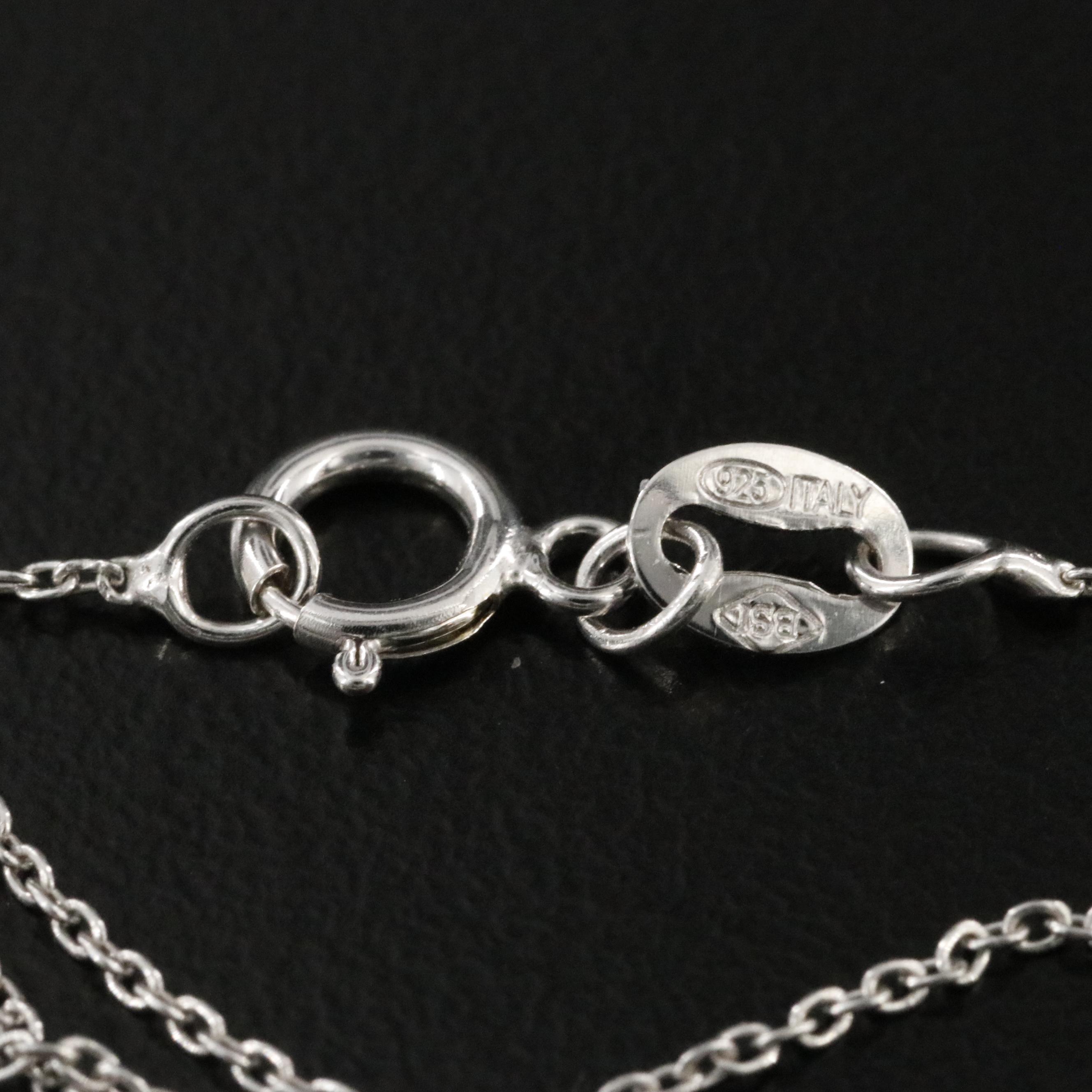 Oscar Friedman Sterling Tanzanite and Diamond Pendant Necklace